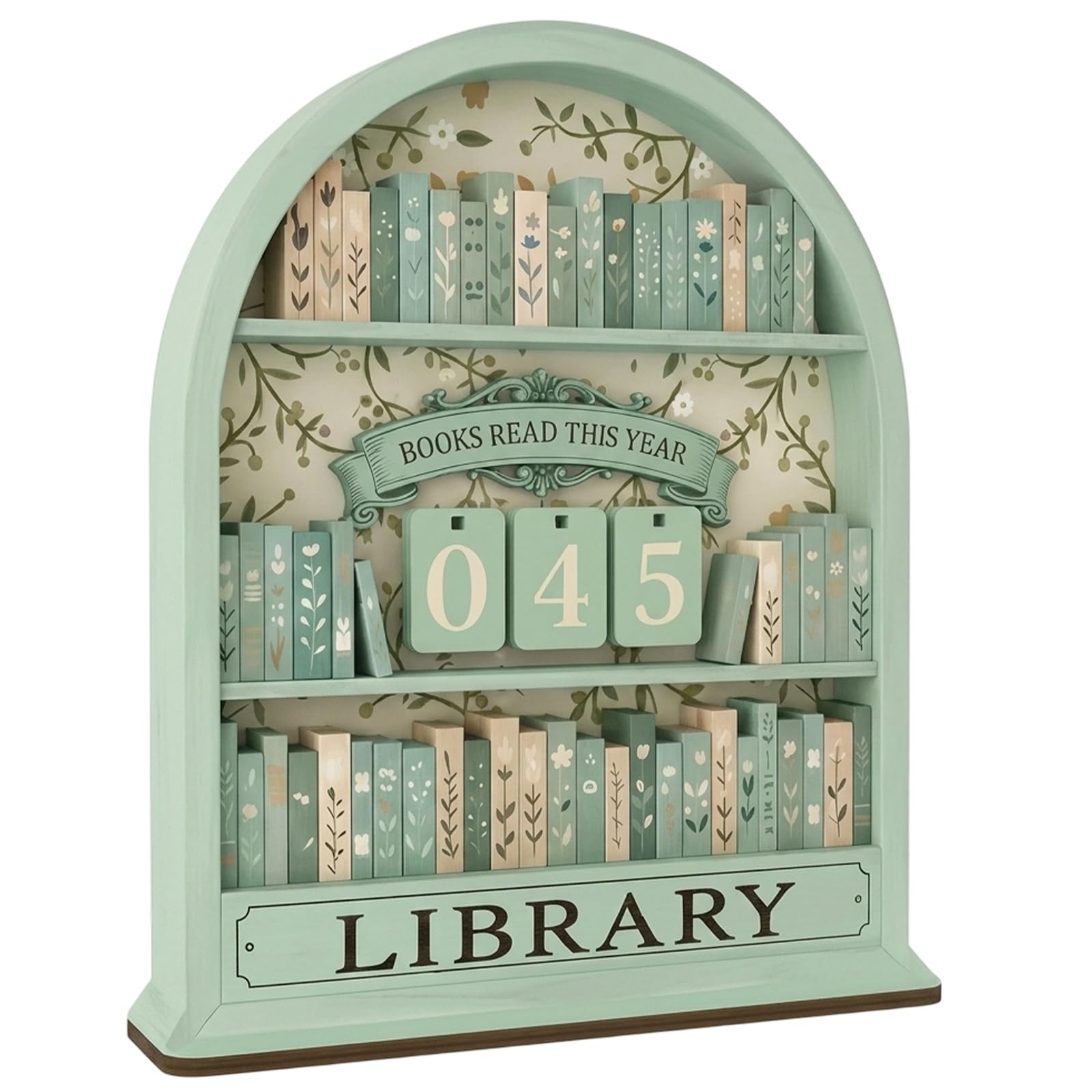 Books Read This Year Counter, Green Reading Tracker for Book Lovers, Library Accessories and Reading Accessories, Book Display with Counter Mechanism