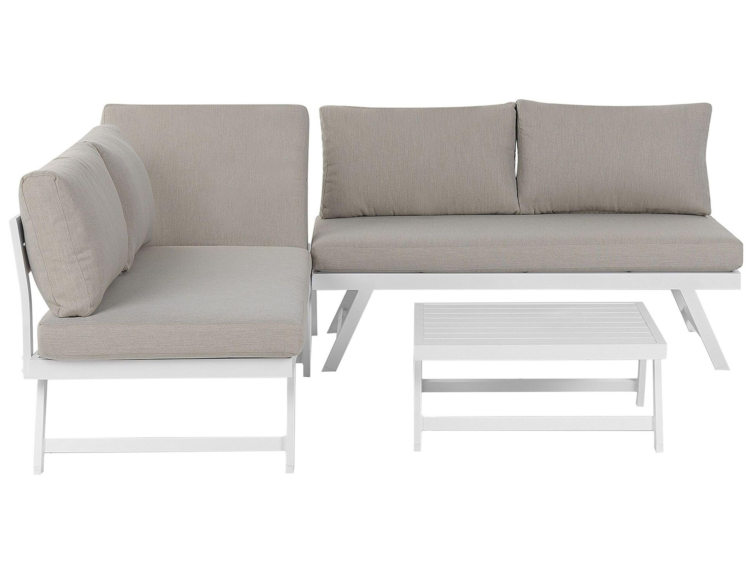 Beliani Gartenset einstellbare Rückenlehne 5-Sitzer aus Aluminium in Taupe Coccorino