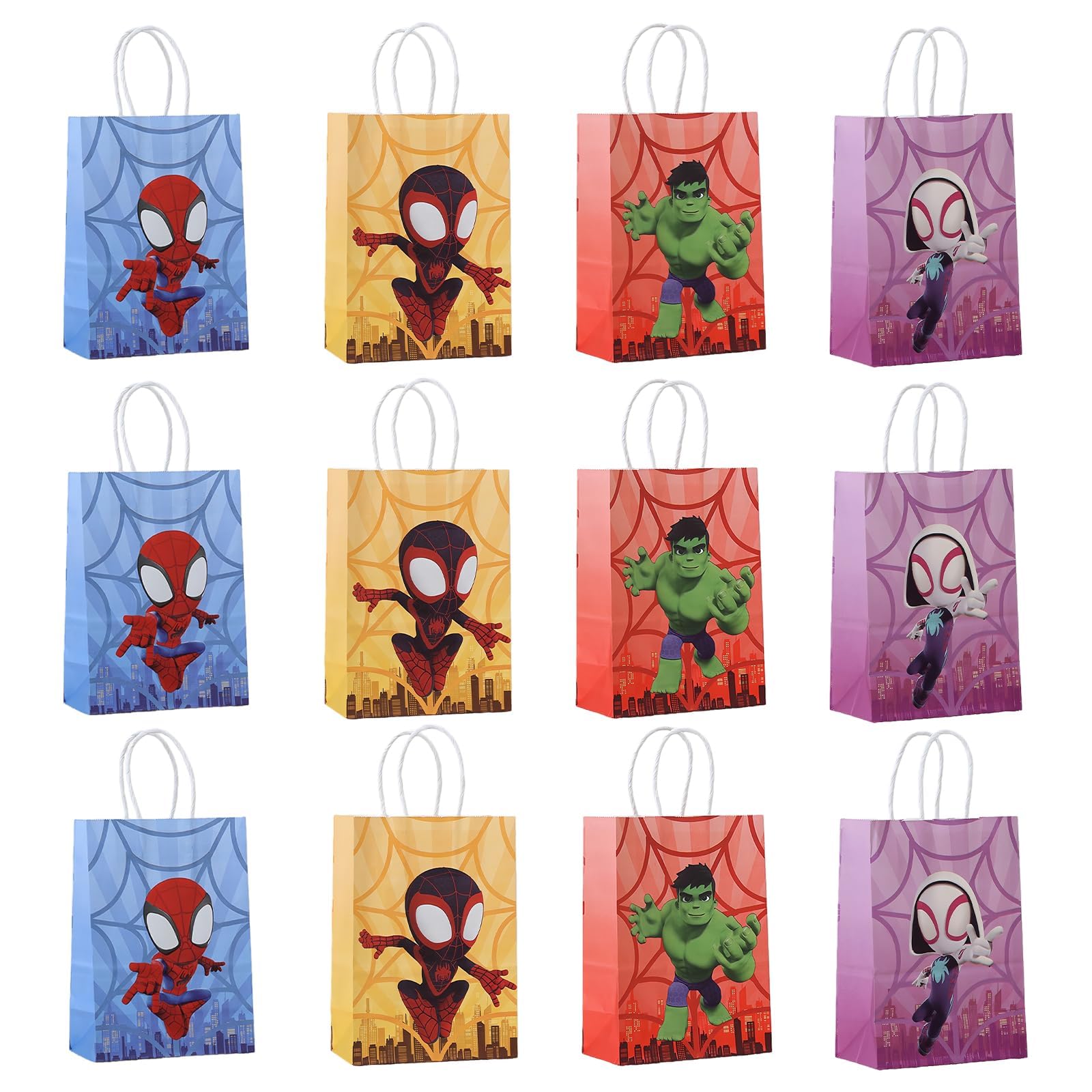 12 Pcs Superman Gift Bags, Anime Pattern Party Gift Bag, Cartoon Party Bags for Birthday Decorations, Ideal for Holiday Gifting, Party Favors, Daily Small Item Storage