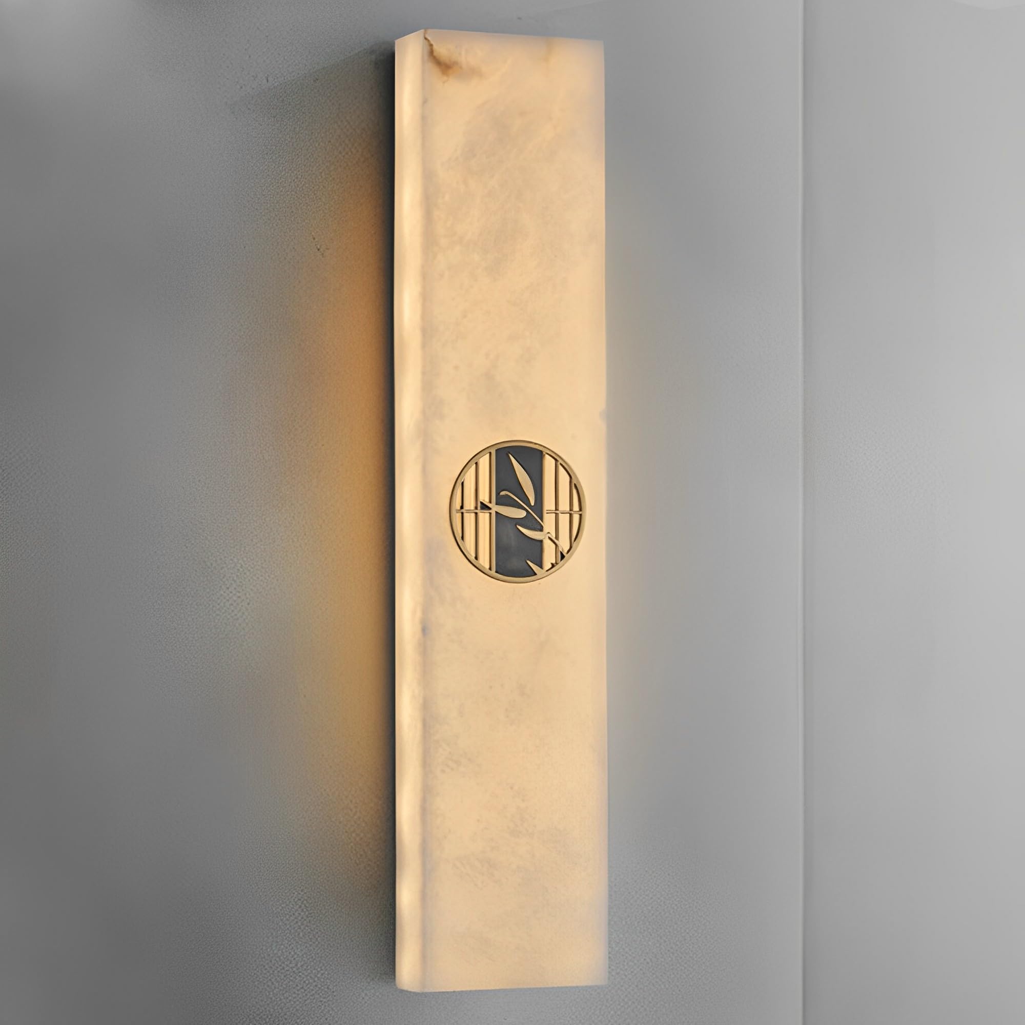 KBUUKYYXouy Modern Wall Light Alabaster Wall Sconces Marble Gold Bathroon Vanity White Stone Brass Bedside for Bedroom Living Room Hallway Kitchen Stairs,45CM(60CM)