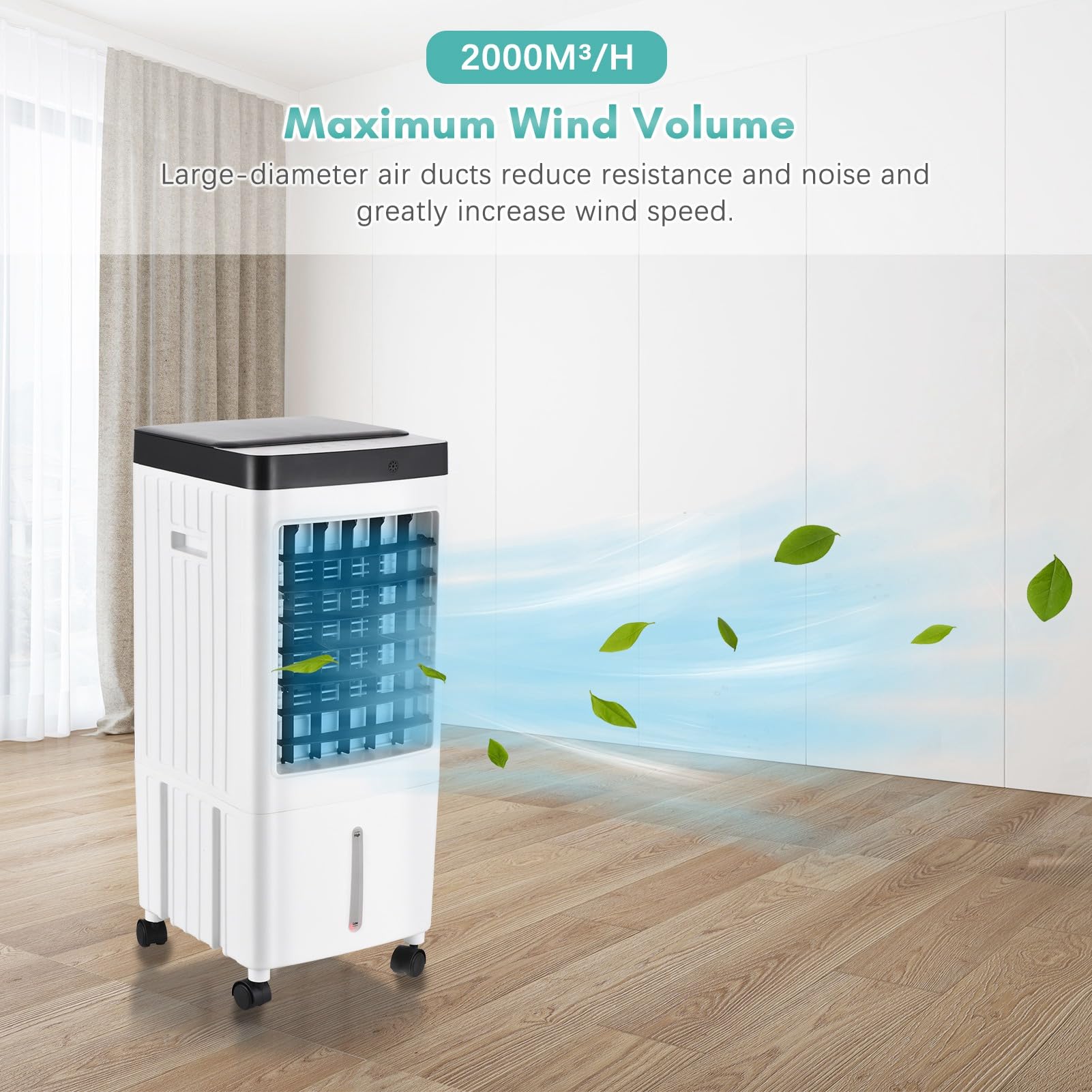 Aire acondicionado,HUIOP Ventilador de aire acondicionado portátil, enfriador evaporativo, máquina de enfriamiento de 3 velocidades con temporizador de 7,5 horas con Control remoto para habitación, ho