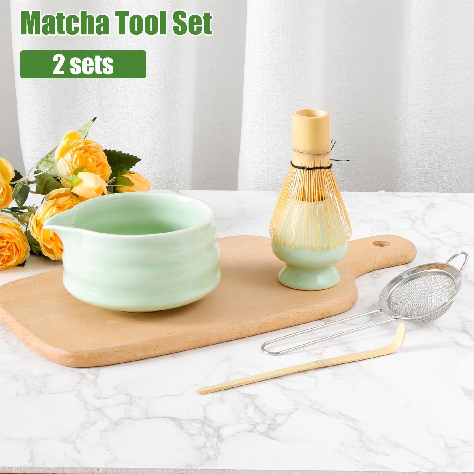 Juego de 3/10 batidores matcha, juego sólido, verde estable, batidor y tazón relajante, seguro con Juego de Té Matcha(Matcha Green)