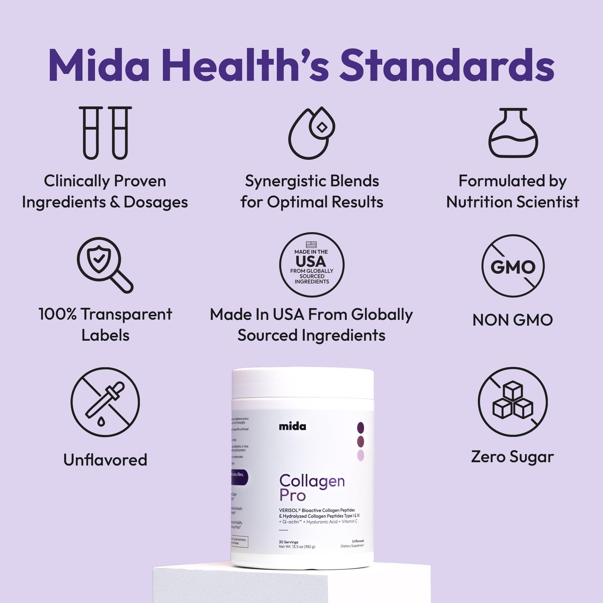 VERISOL® Péptidos de colágeno hidrolizados tipo I y III con vitamina C, ácido hialurónico, biotina, Q-ACTIN® | Proteína en polvo sin sabor para piel suave, cabello grueso, uñas fuertes y salud de las