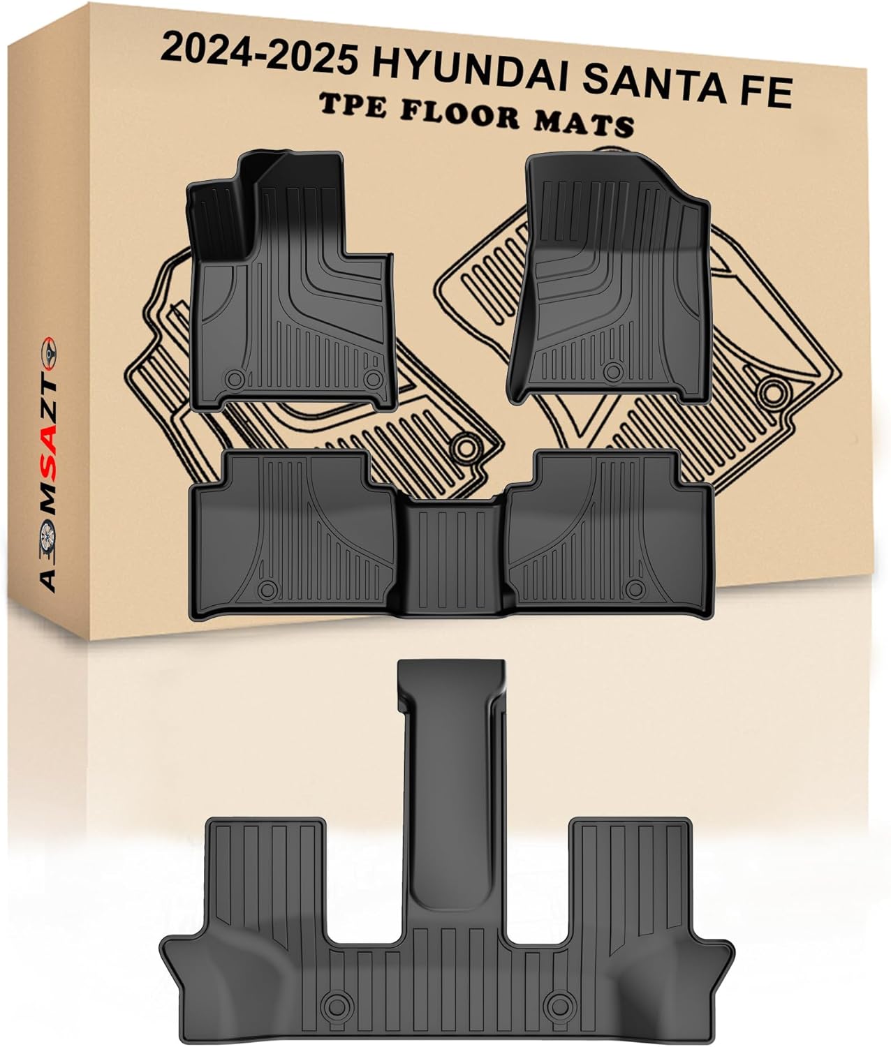 Amazon.com: AOMSAZTO Floor Mats Fit for 2024 2025 Hyundai Santa fe (Not ...