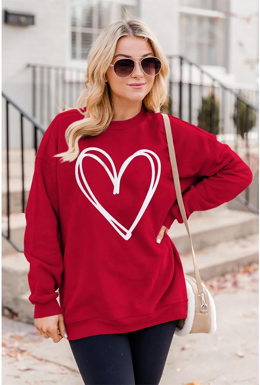 SOFEON Mommy and Me Valentines Matching Sweatshirt Love Heart Graphic Long Sleeve Pullover Casual Shirt Tops