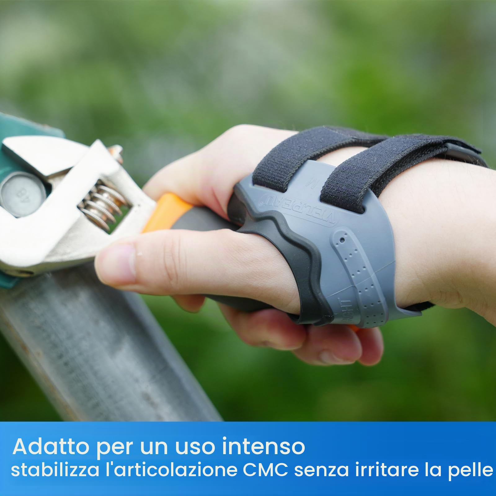 Velpeau CMC Tutore per pollice per artrosi, sollievo dal dolore articolare CMC, morbido e confortevole, stabilizza l'articolazione CMC senza limitare la funzione della mano (grigio-mano sinistra, S)