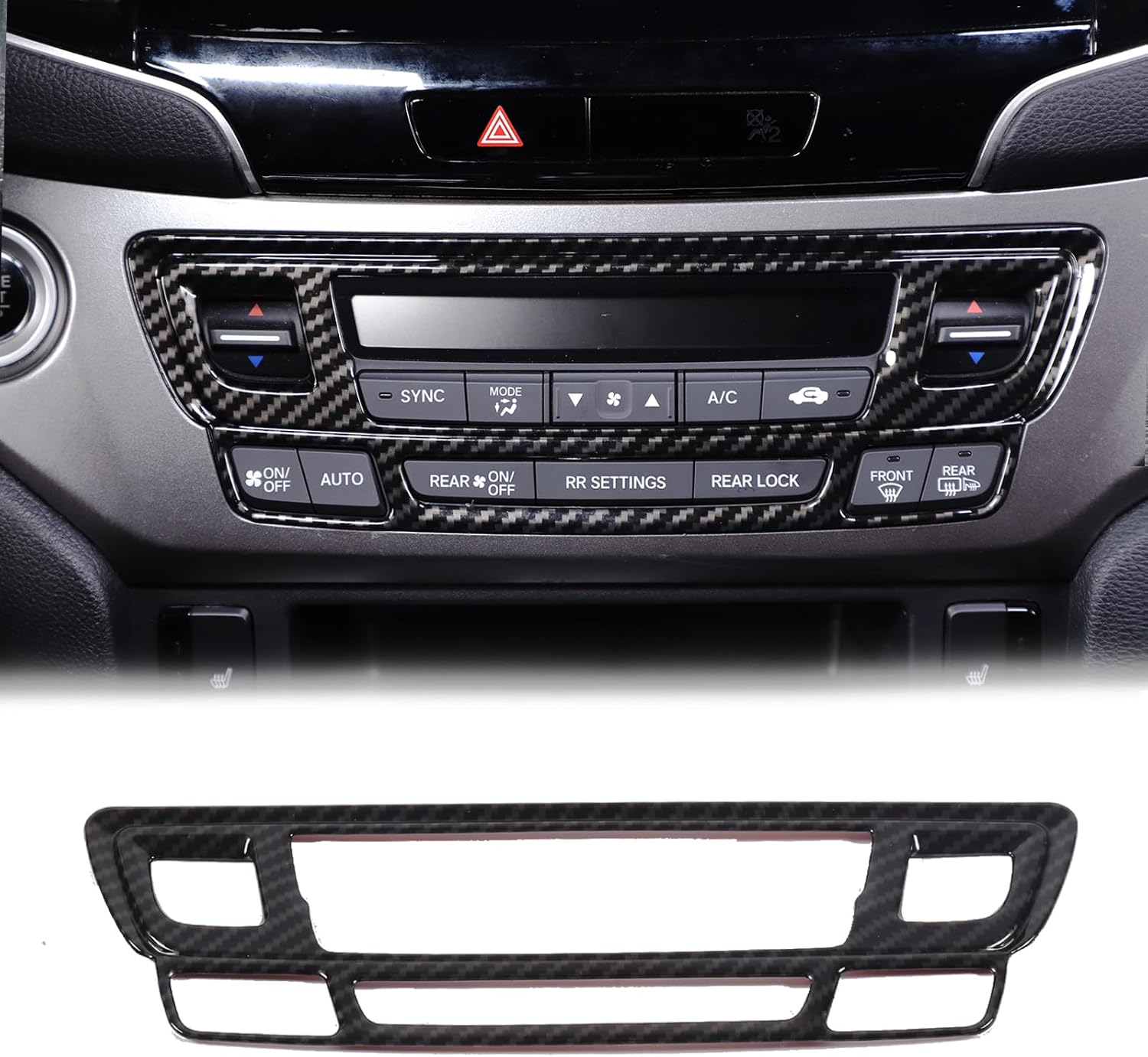 Center Console Air Conditioning Mode Button Frame Trim for Honda Pilot 2016-2022/ Honda Ridgeline 2017-2023/ Honda Passport 2019-2023 Interior Accessories ABS Material (Carbon Fiber Pattern)