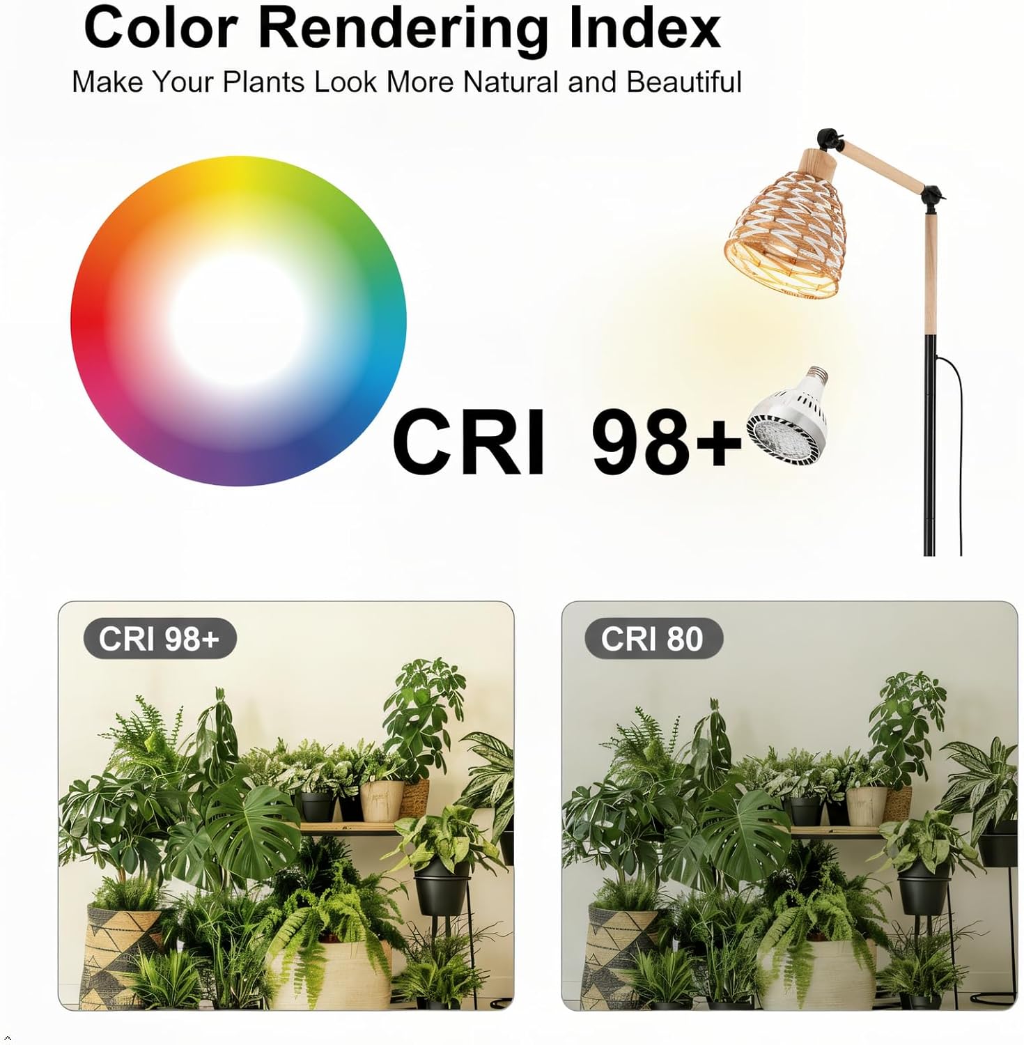 Full Spectrum Standing Grow Light for Indoor Plants – 30W 4000K LED Light with Adjustable Height (15–70in), Adjustable Angle, Timer, Weighted Base