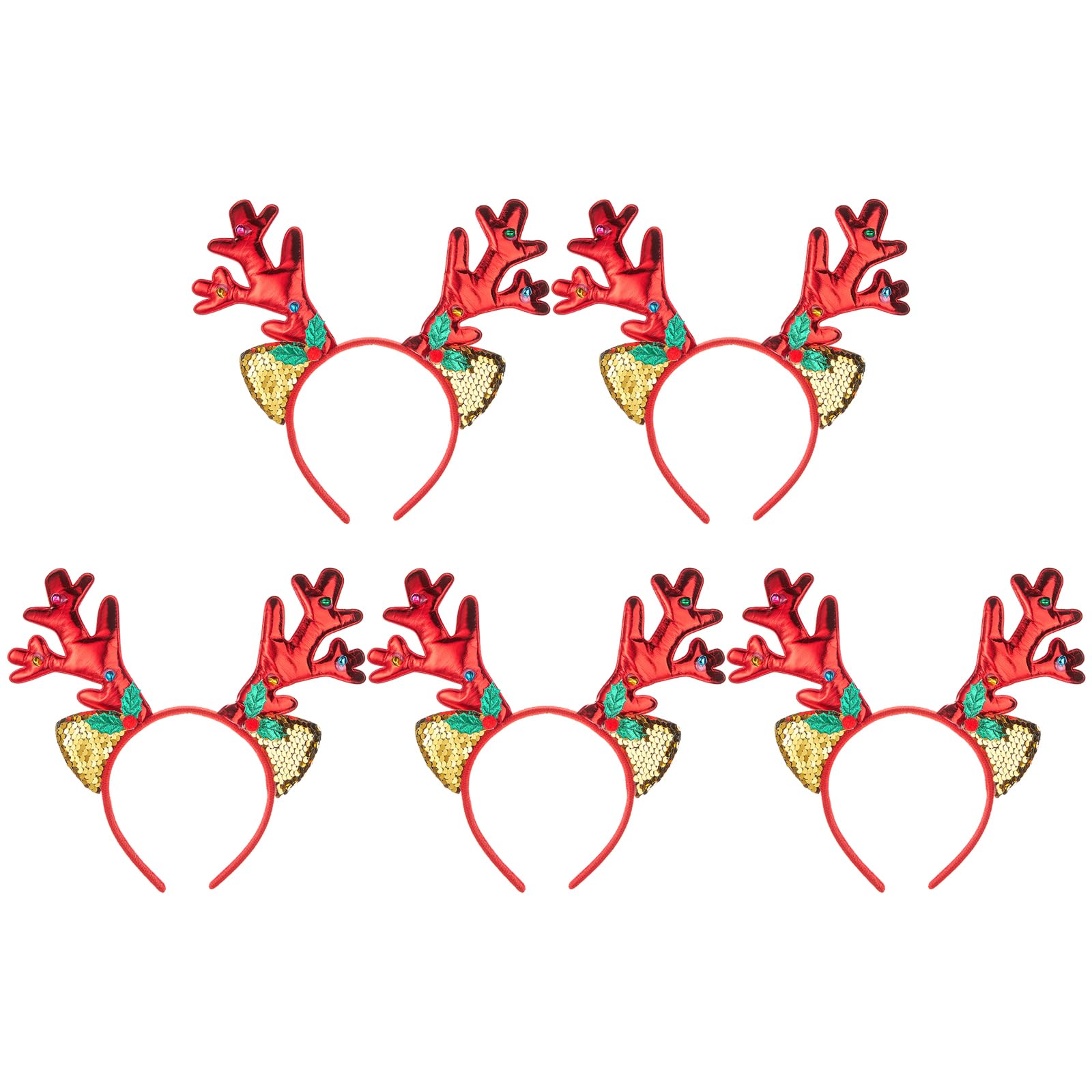 Tsophreniq 5pcs Sparkling Headband for Christmas Party Glowing Hairband Festive Headpiece Stylish Accessory for Family Gatherings Hair Decorations