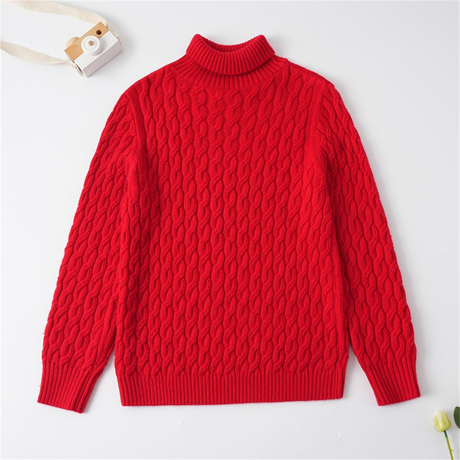 Generisch Suéter de punto de cuello alto regular para niñas, top clásico | Ajuste regular para un ajuste cómodo, diseño clásico que se adapta bien a cualquier figura infantil