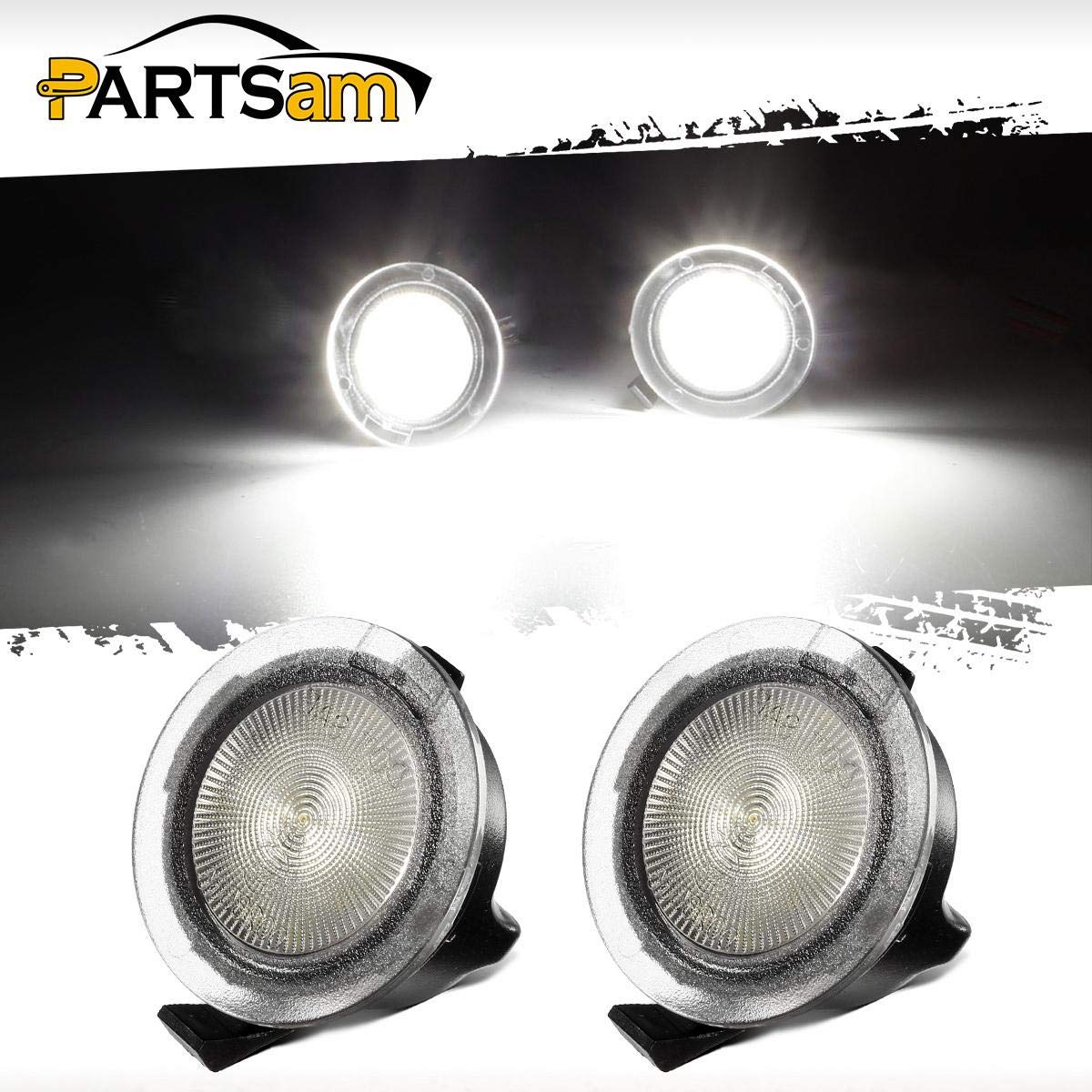 Partsam Full LED Under Side Mirror Puddle Light Lamp Assembly Xenon White Replacement For F-150 Expedition Raptor Explorer Edge Flex Fusion Taurus X Lincoln Navigator Mercury (Pack of 2)