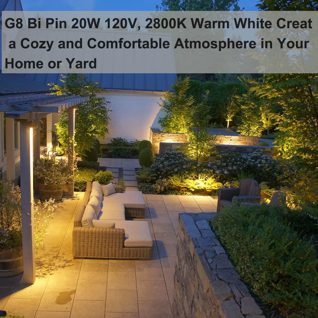 G8 Bulb, 12PCS G8 Halogen Bulb 20W 120V High Output 220LM, T4 G8 Dimmable, Premium Quality Xenon 20 Watt 120 Volt G8 Base, 2800K Warm White G8 Light Bulb, G8 Halogen Light for Under Cabinet Puck Light