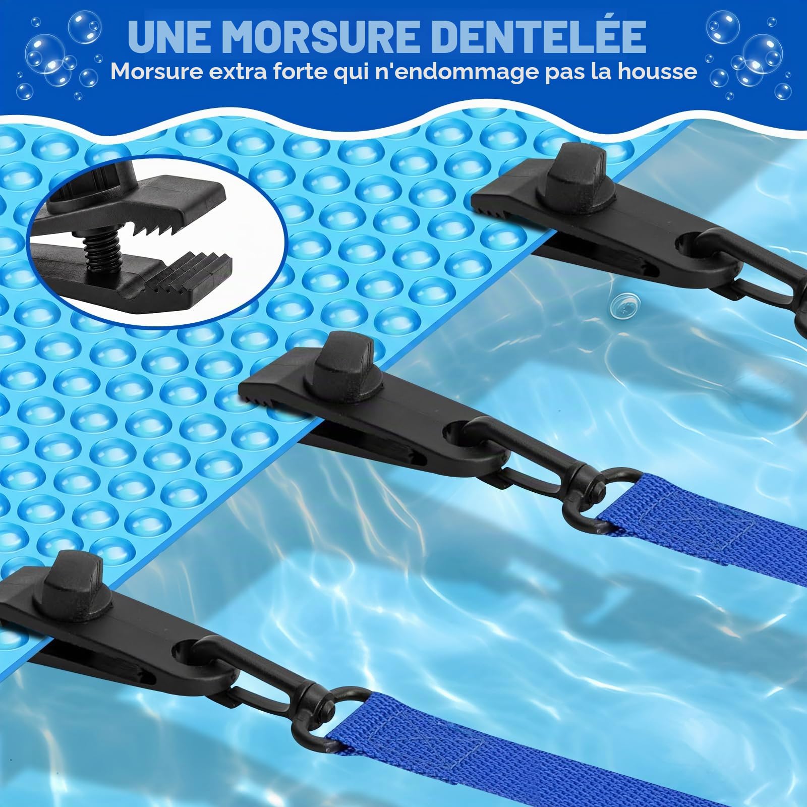 GMMG Attache Bache Piscine 8 Set Sangle Enrouleur Bache Piscine Sangle Bache Piscine pour Enrouleur Fixation Bache Piscine