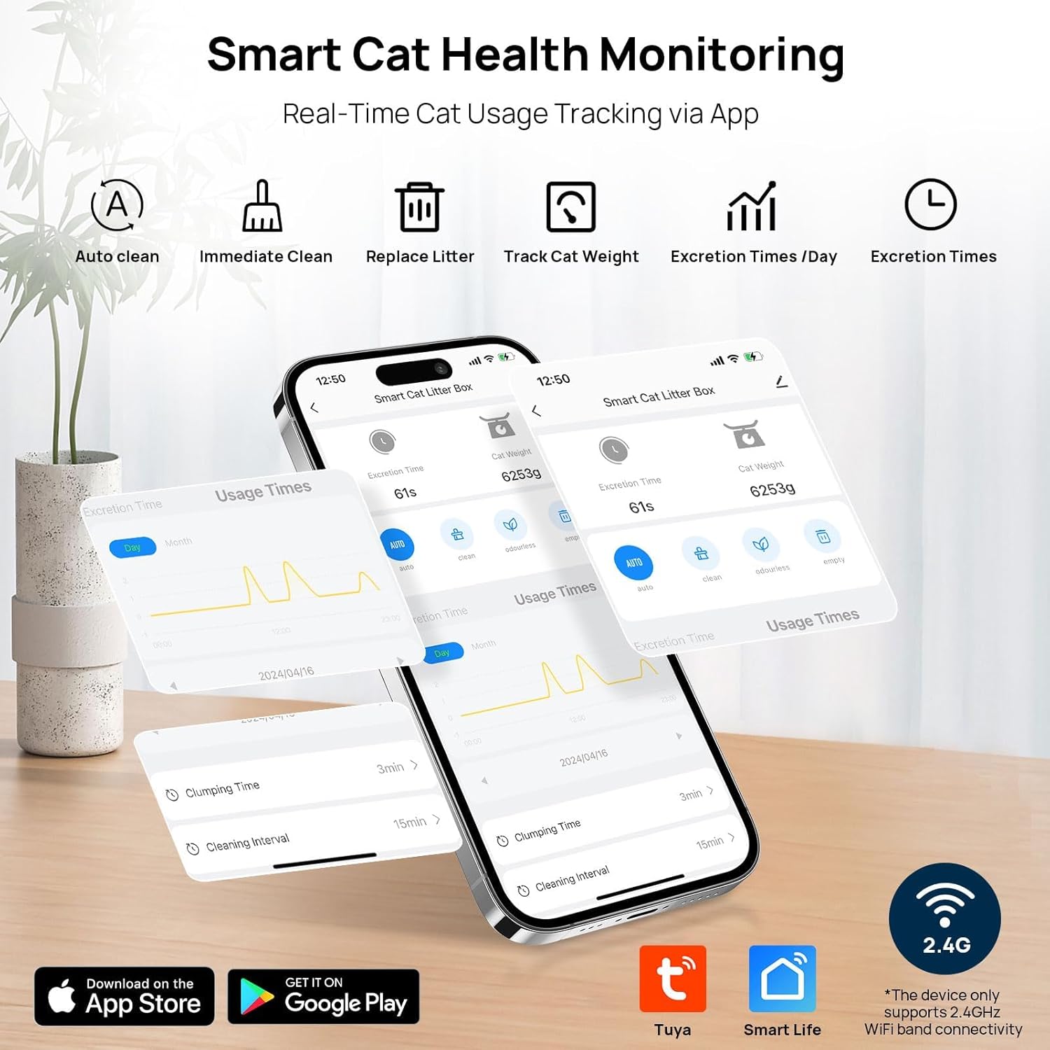 Self Cleaning Litter Box, 2026 Upgraded Automatic Cat Litter Box, Includes 2 roll Liners, 68L+9L Large Capacity Box Robot, Suitable for Medium Cats and Kittens, APP Control - Green