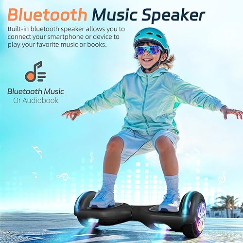 Miniatura 6 de Scooter con luces LED Bluetooth Corlorful, ruedas de 6.5 pulgadas, scooter de motor dual de 300 W para niños, niñas, niños y adultos, todas las