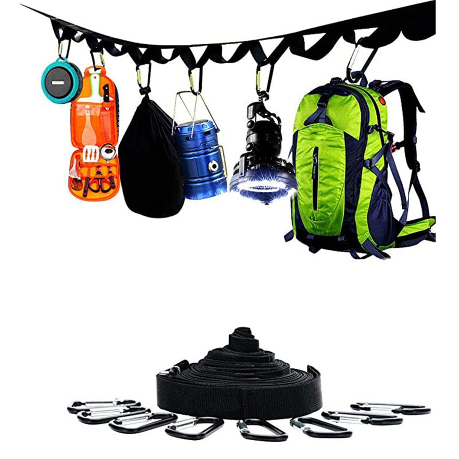All-Purpose Backpacking Hanging Rope 19 Clips Including Strong Clamps for Beach Use and Gear Arrangement Clip Clip Outdoor Meal Planner Pack