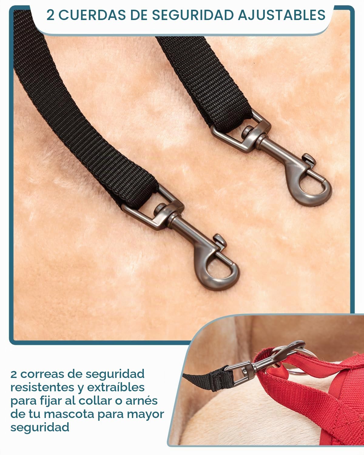 Petsfit Asiento de coche para perro de tamaño mediano, con hebillas de patente, almohadilla lavable, asiento elevador mejorado de hasta 20 kg, caqui
