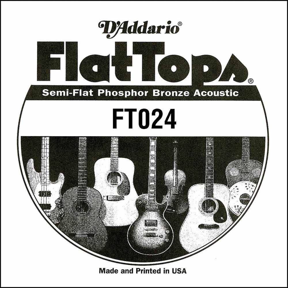 D'AddarioFT024 Semi-Flat Phosphor Bronze Acoustic Guitar Single String, 024