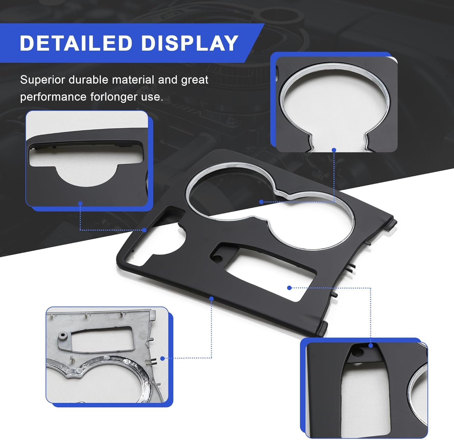 A2046800307 A2046802308 Center Console Cup Holder Trim Cover Compatible with Mercedes-Benz C180 C200 C220 C230 C250 C280 C300 C350 E250 E300 E350 C207 S204 W204(Black)