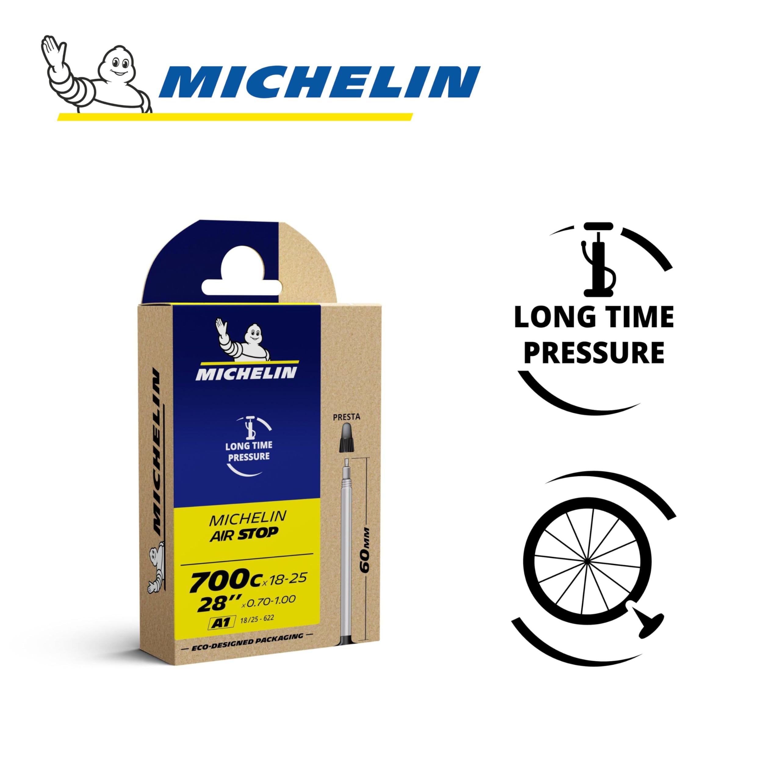 MICHELIN Chambres à Air AIRSTOP Lot de 2 Résistance Crevaisons Vélos City Route VTT
