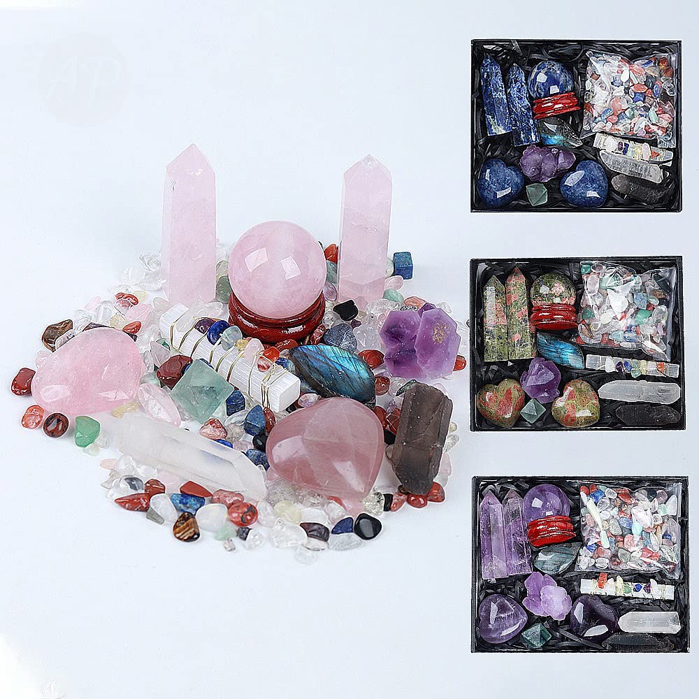 ZTBH Cristal de meditación Natural Paquete de Regalo de la Caja de Regalo del Chakra de la Caja de Regalo del Chakra del Chakra Aura Magic Wand Paquete de energía Piedra de Cristal (Color : 6)