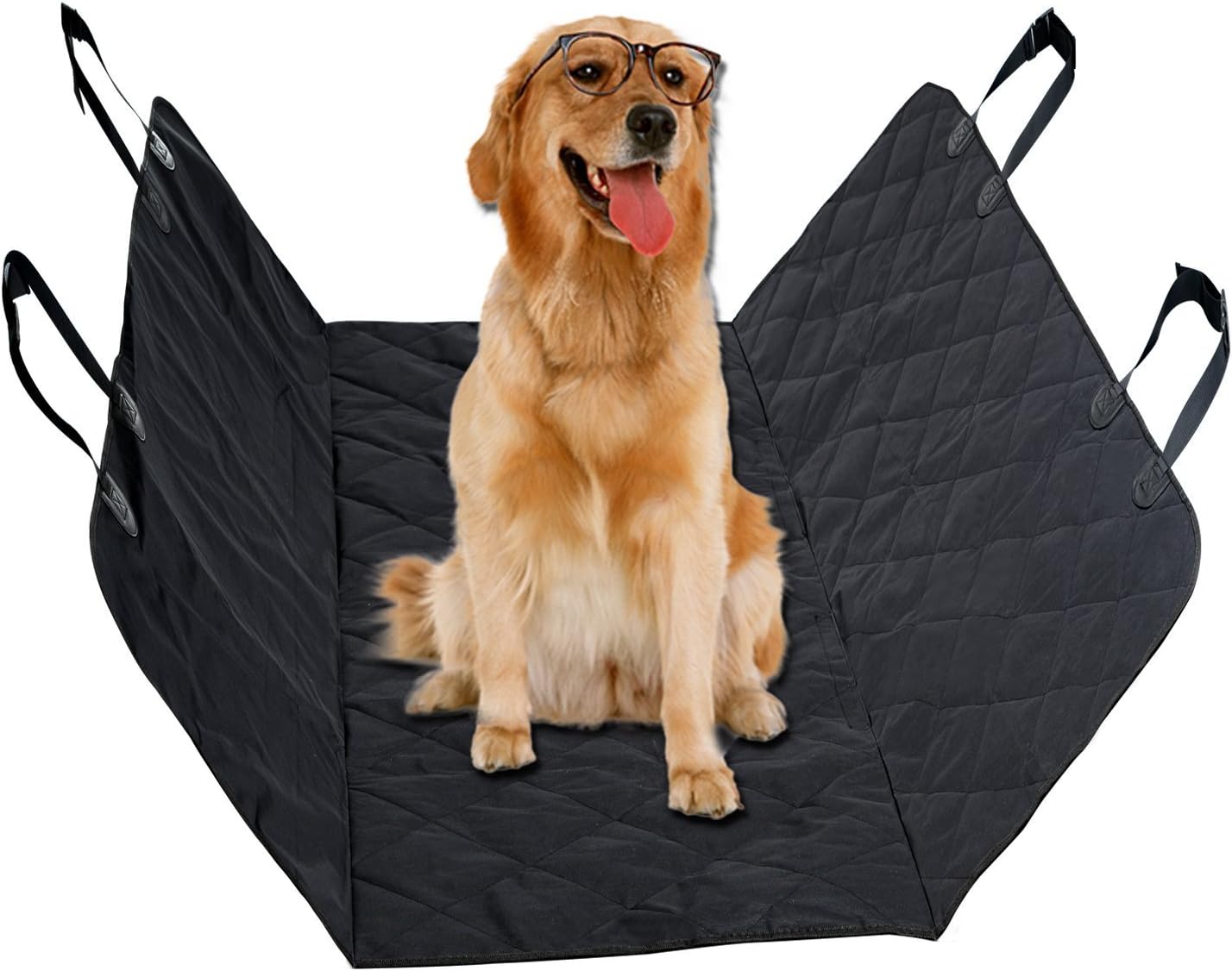 Pet Seat Covers for Car, Vitalismo Dog Car Seat Hammock Convertible Waterproof Mat Padded Scratch Proof Machine Washable Nonslip for Cars Trucks and SUV- Black