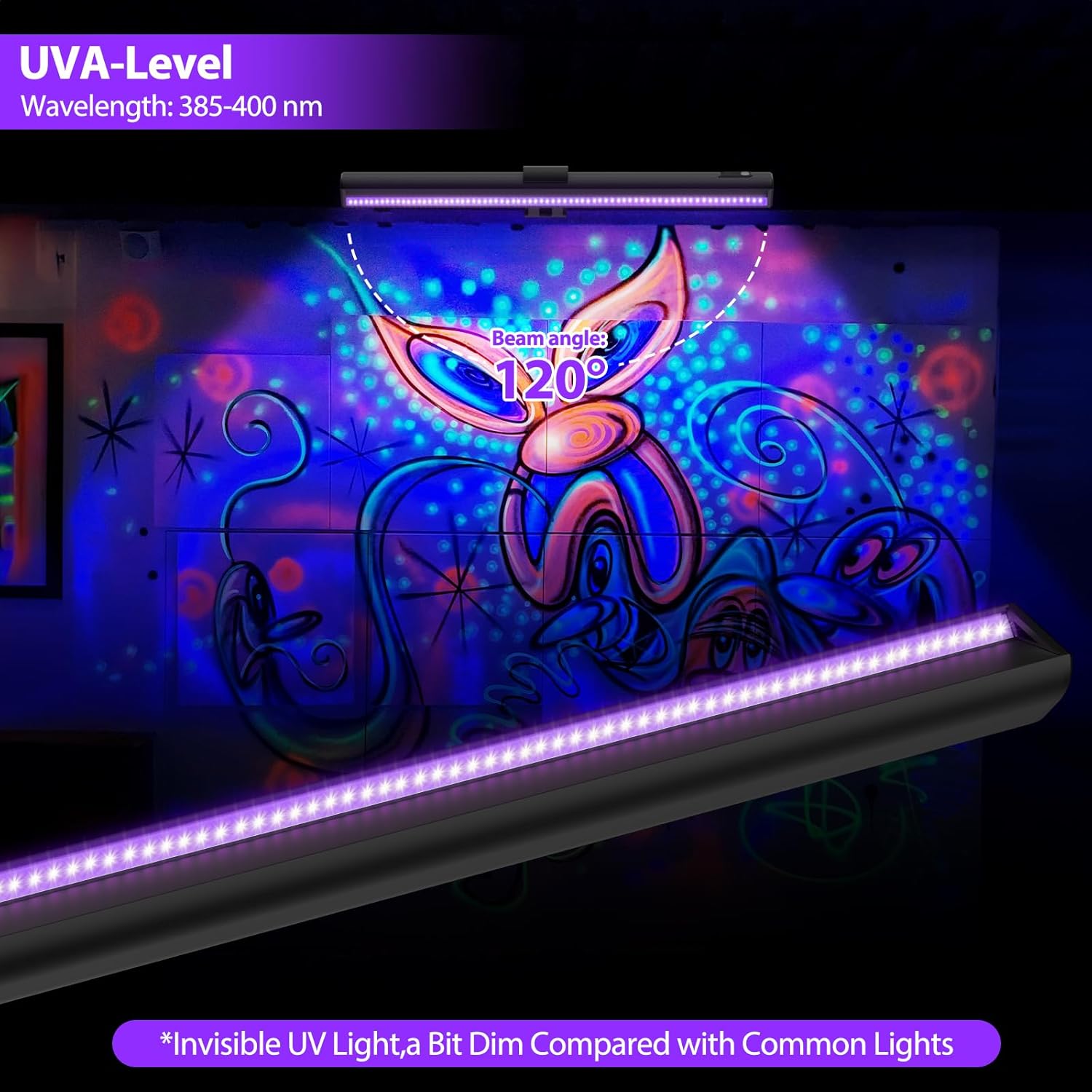 Onforu Black Light for Blacklight Tapestry,15'' Rechargeable Blacklight Picture Light with Remote, 4000mAh Black Light Bar for Fluorescent Poster, Glow in The Dark Party, Bedroom Decor, Party, 2 Pack