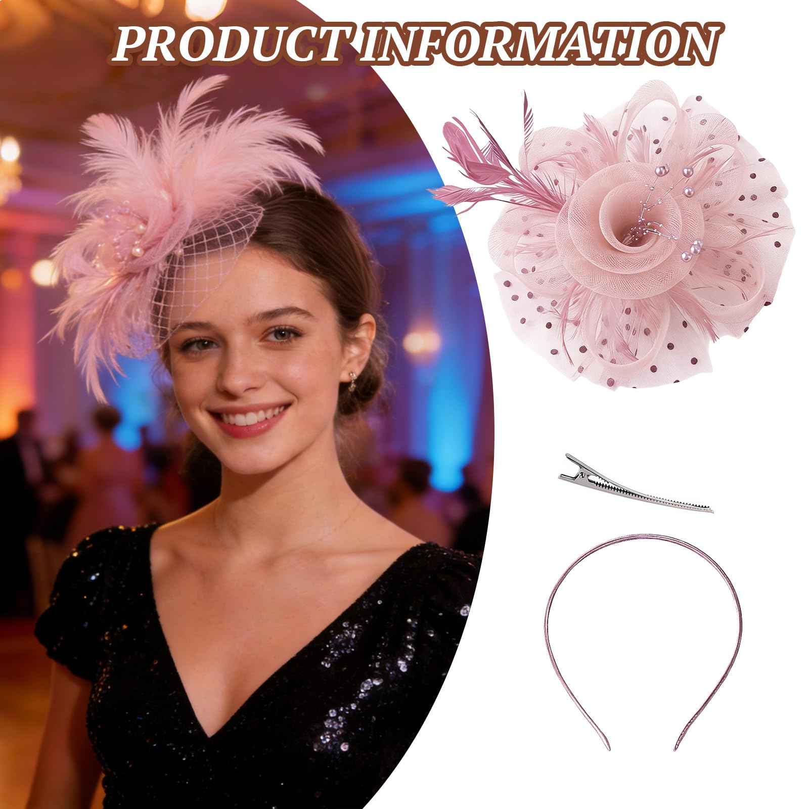 Fascinator Schleier Hut Stirnband Clip Blume Feder Mesh Schleier Braut Stirnband