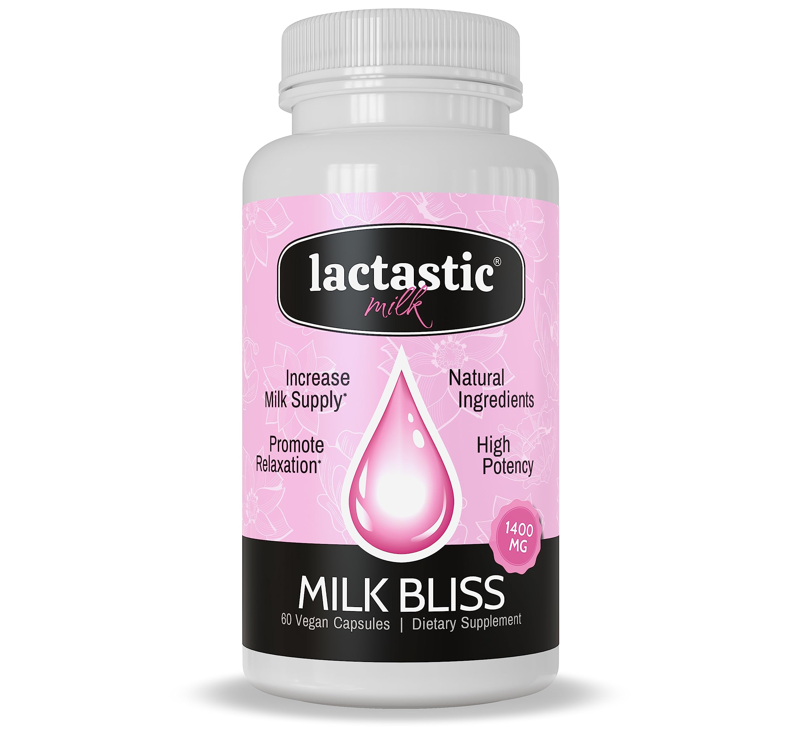 Lactastic® Milk Bliss™ - High Potency Organic Lactation Supplement - Organic Moringa, Milk Thistle, Passionflower & Valerian Root - 60 Vegan Capsules