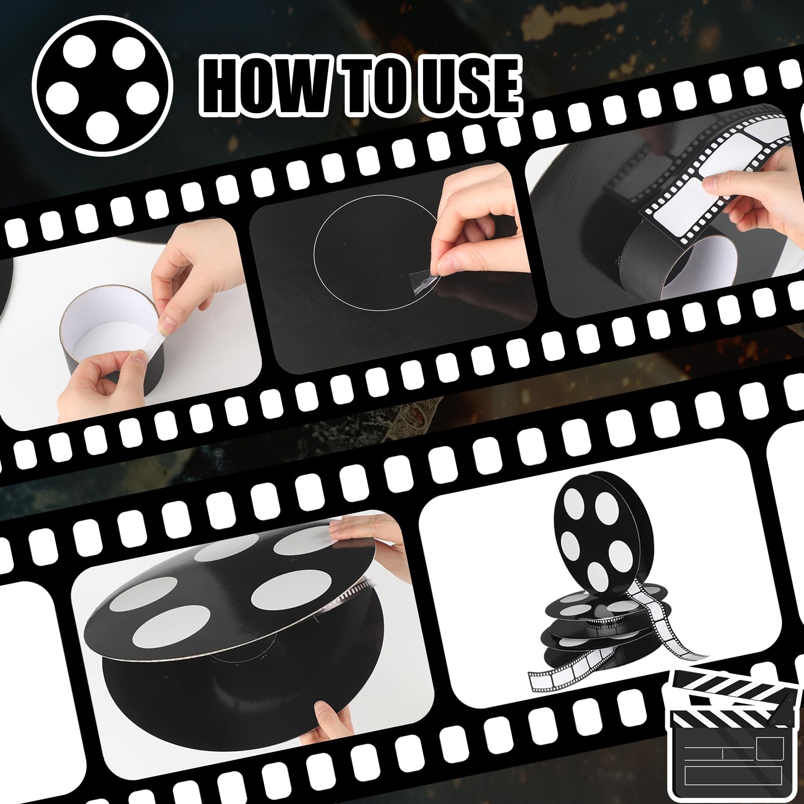 Honoson 4 bobine cinematografiche centrotavola puntelli per film decorazioni per feste a tema film decorazione per feste cinematografiche per feste notturne