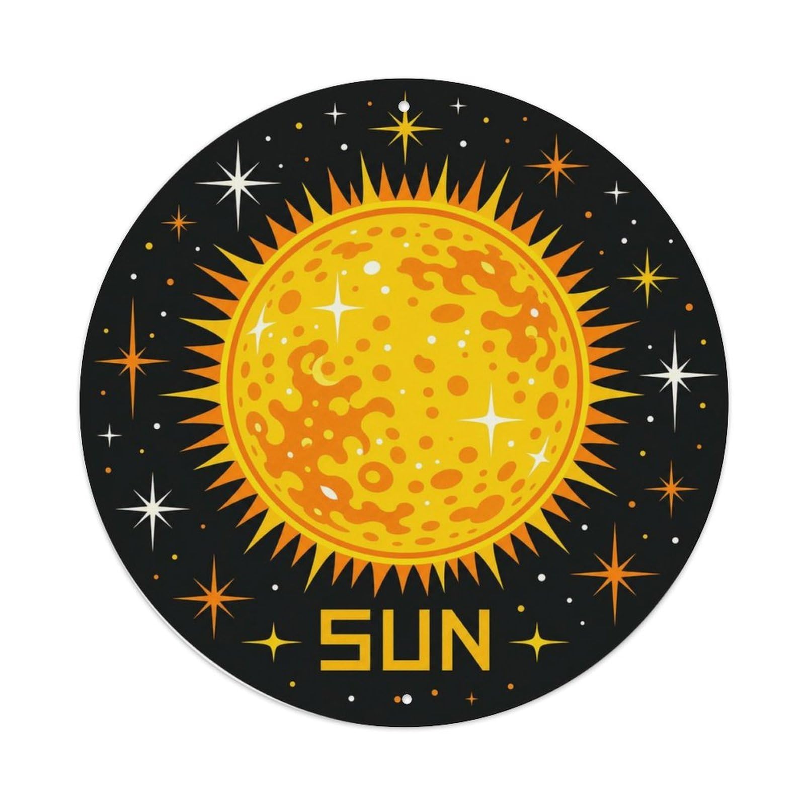 Celestial Orbit Sun Solar Surface Starscape Metal Tin Sign Plaque Wall Decor for Cafe, Man Cave, Club Bar, Office, Home Garden Round Metal Poster 8x8Inch
