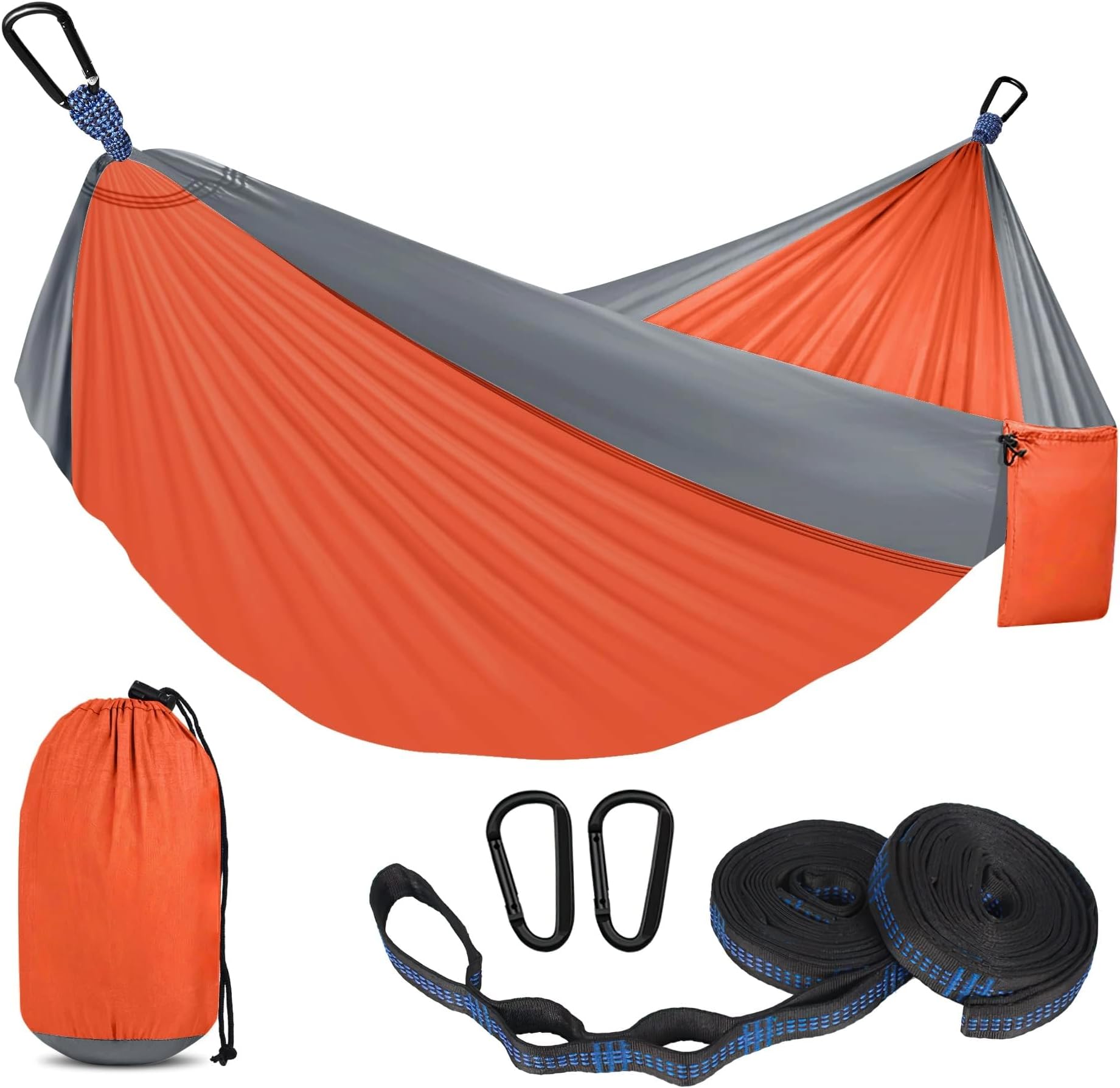 – THE WHITE SHOP Camping Hammock 500 lbs Capacity, Portable Hammocks with Tree Straps Attached Carry Bag, Camping Essentials Gear, Perfect for Outside Indoor Hiking Beach Backpack Travel