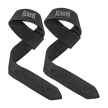 Aurion Premium Genuine Leather Wrist Strap for Gym - 1.5" Width Band, 19" Length, Lifting Straps, Wrist Support for Gym Workout, Suitable for Men and Women - image, photos