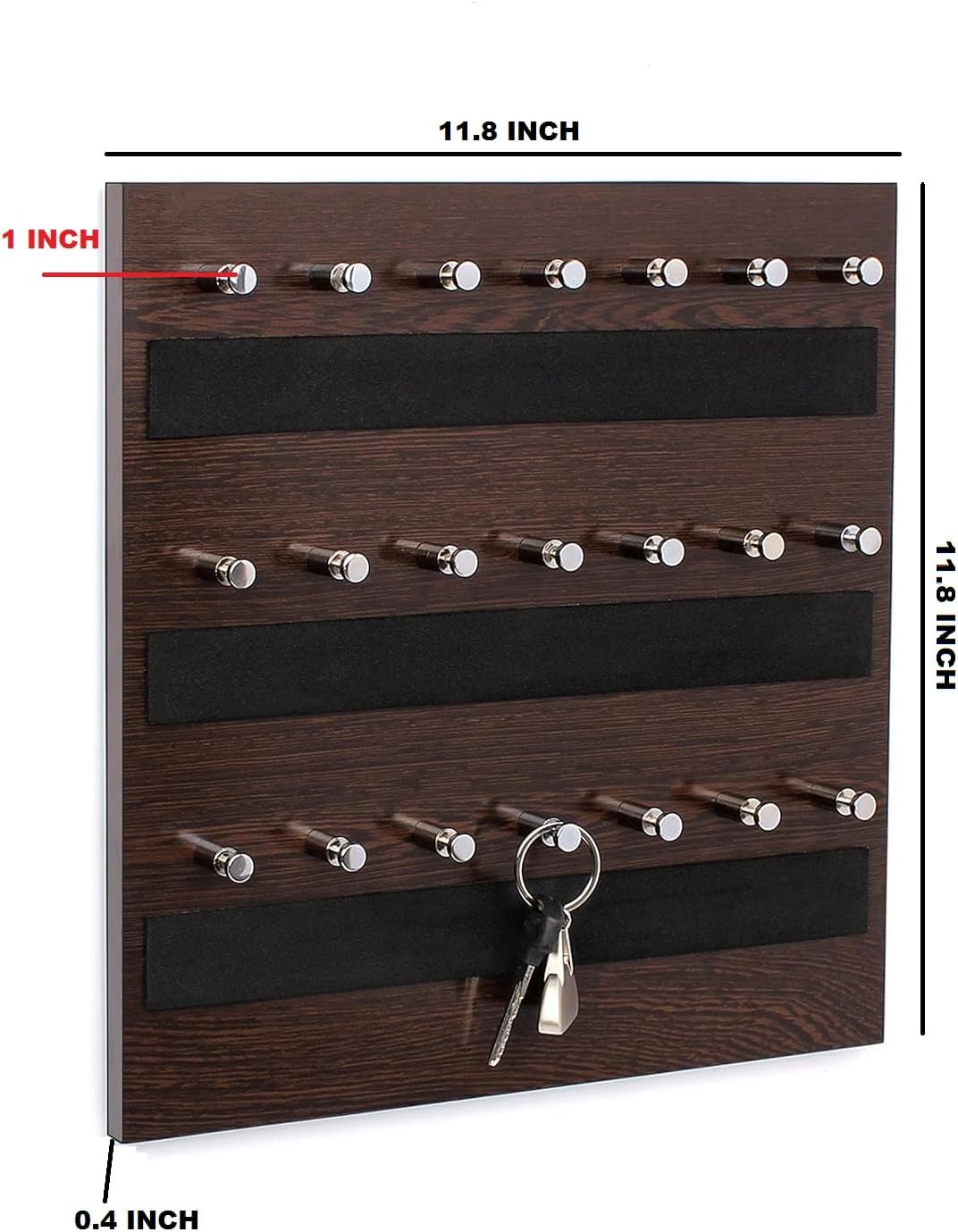 FLFWLASS-Wood Wall Mounted Designer Key Holders for Wall Decor Wooden Hanger Stylish Hook Stand Key Organizer for Home Decor and Office Decor (21 Hooks, Brown)