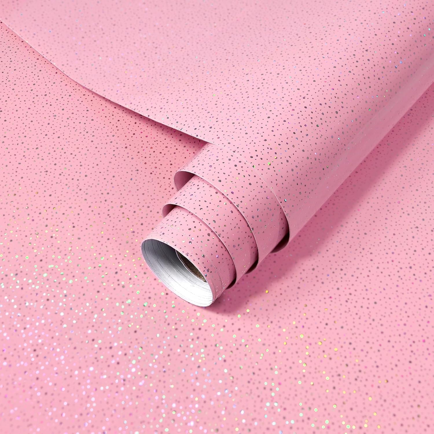 Pink Glossy Countertop Contact Paper Peel and Stick Holographic Shiny Waterproof Wallpaper Iridescent Self Adhesive Removable Vinyl DIY Film for Furniture Kitchen15.7 x275
