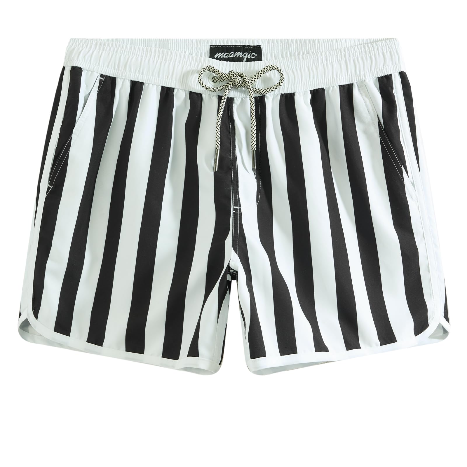 maamgic Mens Boys Short 80s 90s Vintage Swim Trunks with Mesh Lining Quick Dry Swim Suits Board Shorts