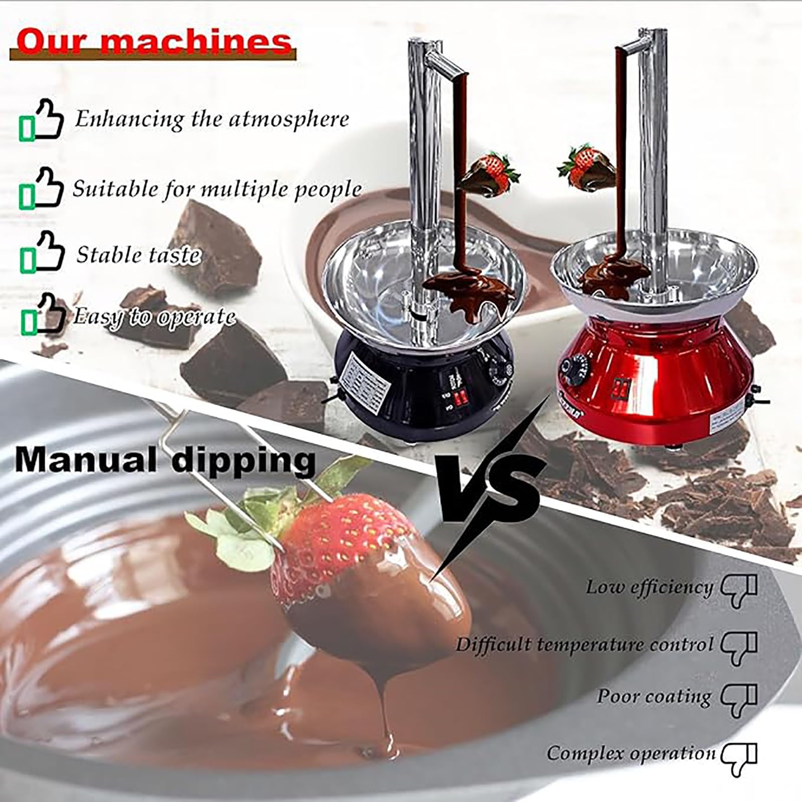 Fondue à chocolat électrique en acier inoxydable avec fonction de fusion pour fête, mariage, anniversaire