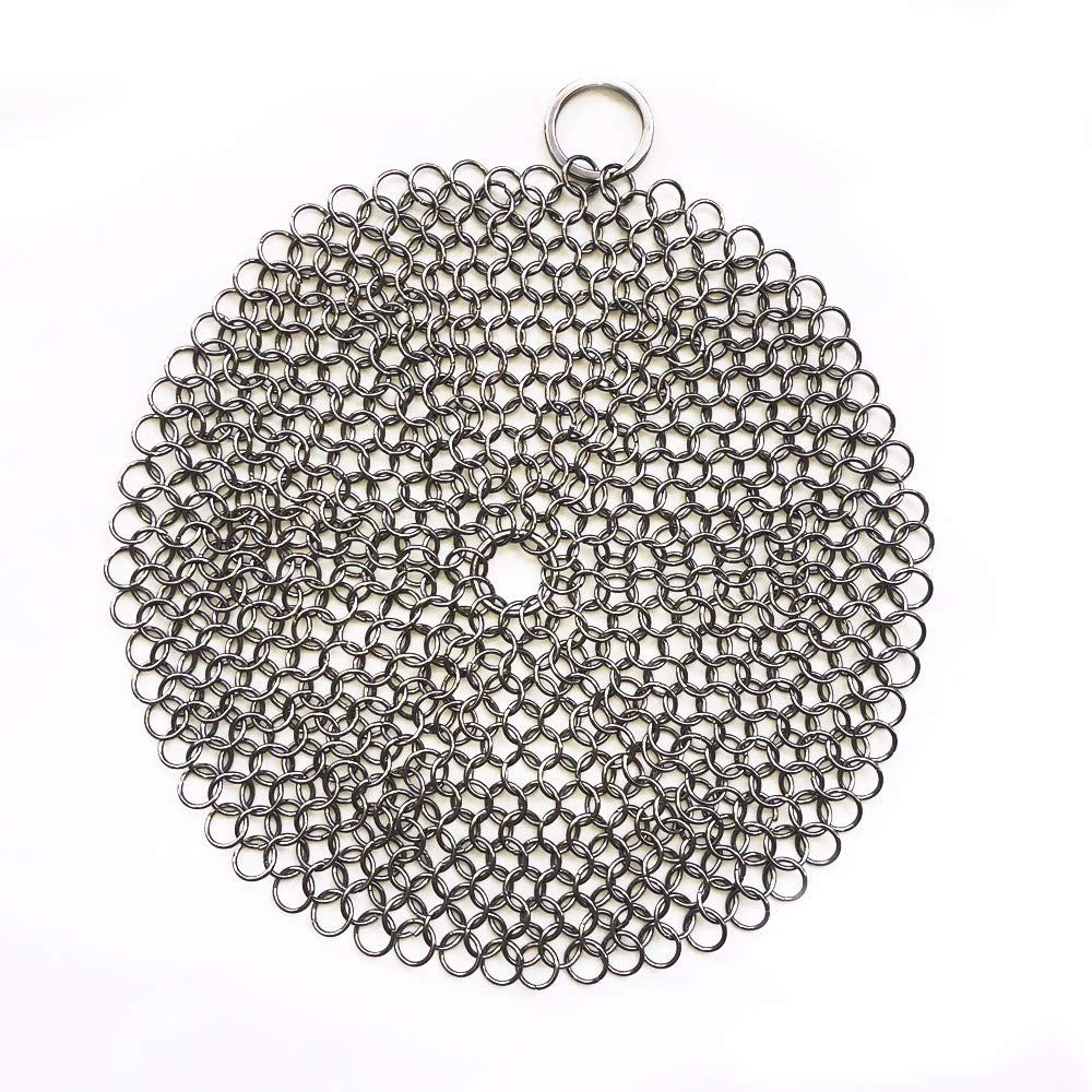316 Premium Stainless Steel Cast Iron Cleaner, Chainmail Scrubber for Cast Iron Pan Pre-Seasoned Pan Dutch Ovens Waffle Iron Pans Scraper Cast Iron Grill Scraper Skillet Scraper HOVhomeDEVP