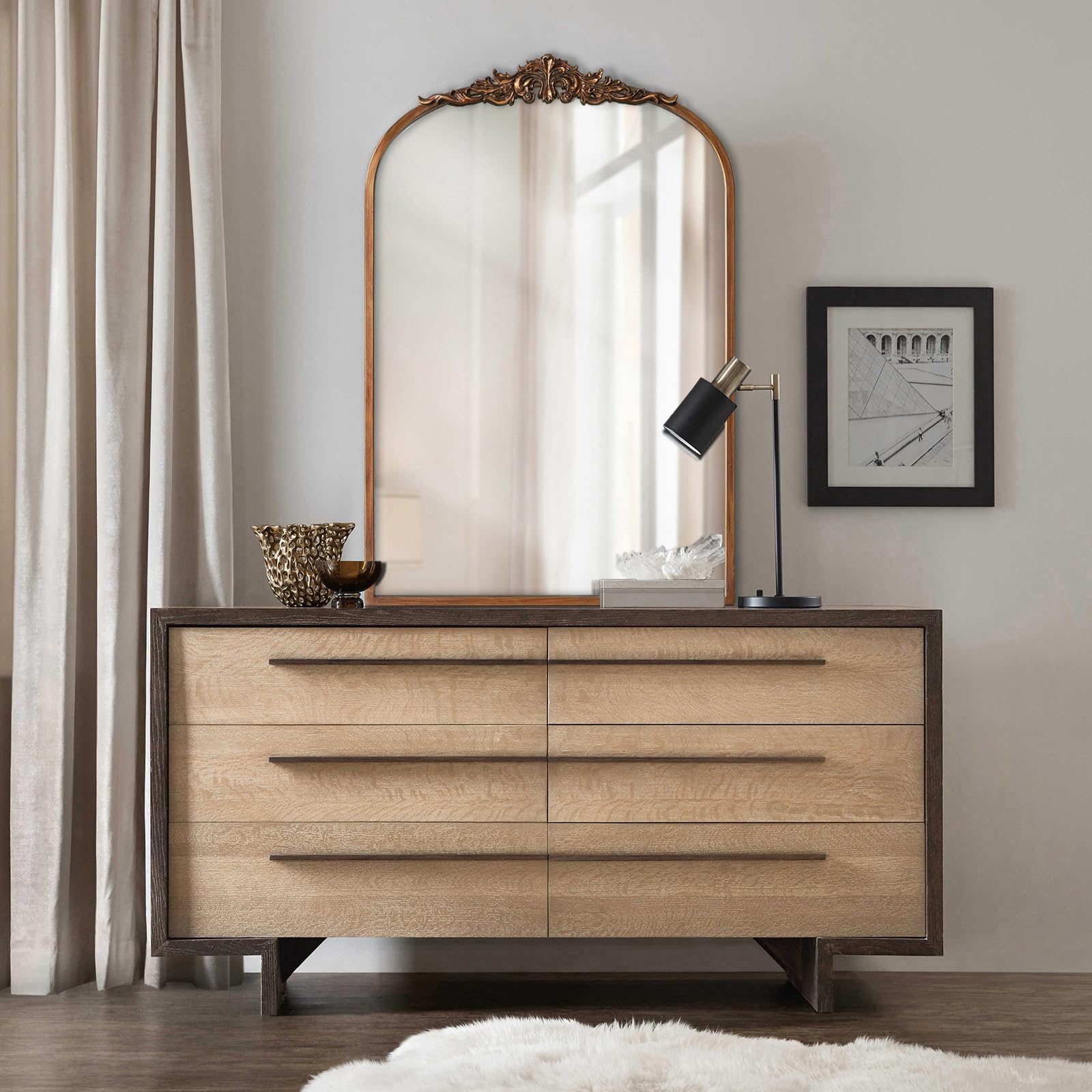 Amazon.co.jp: MOBUDAN ヴィンテージ アーチ型ミラー 24 x 36