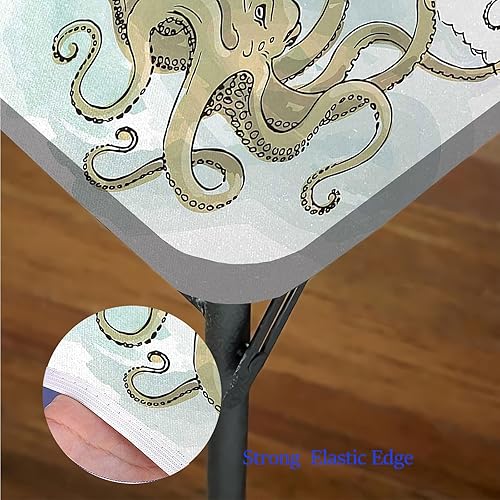 Miniatura 5 de Kraken - Mantel cuadrado elástico, mantel decorativo para el hogar con diseño de pulpo hundiendo los barcos piratas del mito griego, se adapta a