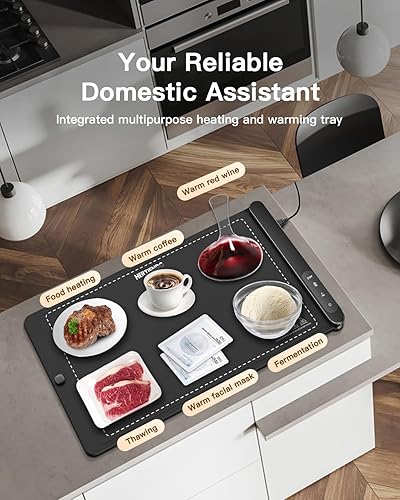 Vista 7 de Tapete Calentador de Alimentos, Calentador Plegable Mejorado de Grafeno con Calentamiento de Superficie Completa, Almohadilla Calentadora