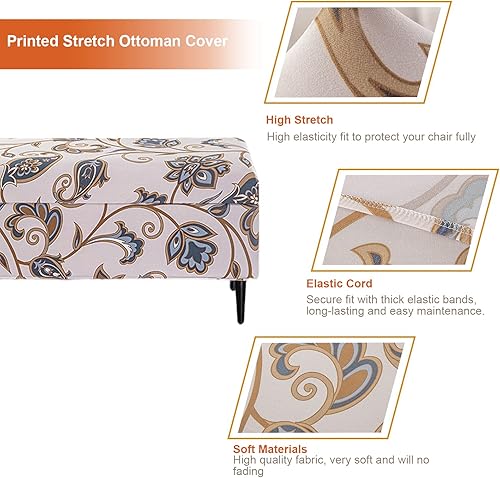 Miniatura 4 de NILUOH Funda otomana elástica rectangular de almacenamiento otomana, fundas de banco plegables para reposapiés, protector de muebles con parte