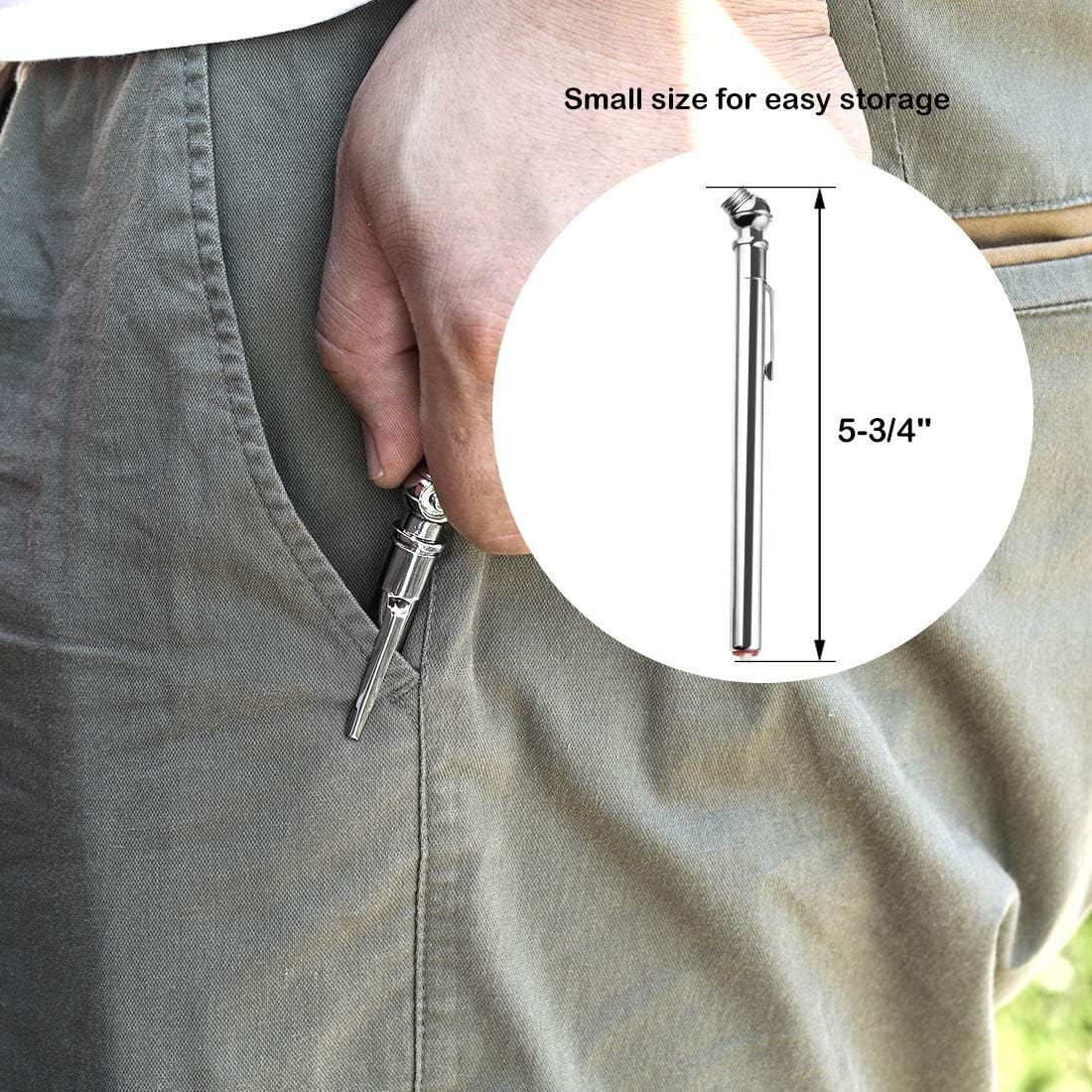 CZC AUTO Tire Pressure Gauge Heavy Duty Mechanical Air Gauge Stainless Stem Single Chuck with Pocket Clip for Truck Motorcycle Bike Car RV SUV ATV, 5-50PSI 30-350KPa (2 Pack)