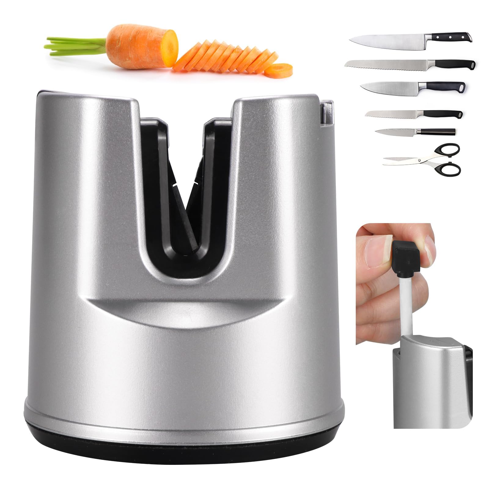 ALSUP Knife Sharpener, Hands-Free Safety Knife Sharpener, Self-Adjusting Protractor Knife Sharpener, Ideal for Hardened Steel And Serrated Grinding