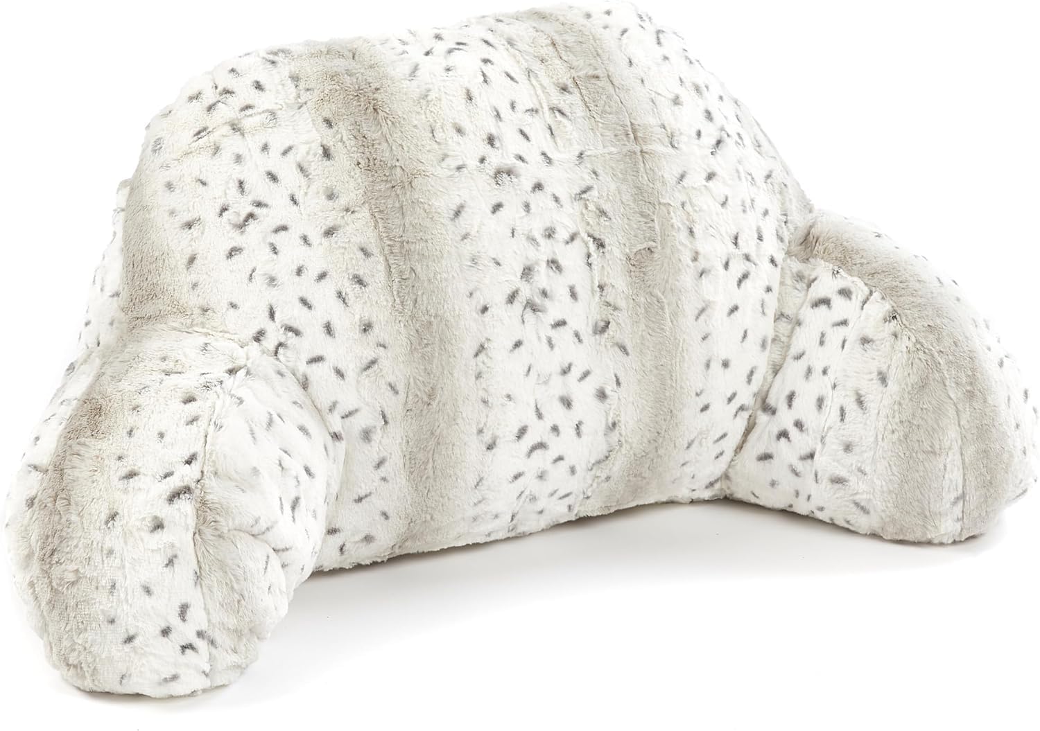 Downland Snow Leopard Huggleland Reading Pillow With Arms - Soft Teddy Fleece Cuddle Cushion For Adults, Backrest Support Pillow For Bed, Chair & Armchair Reading Cushion (Snow Leopard) - 45H X 39D X 89W Cm