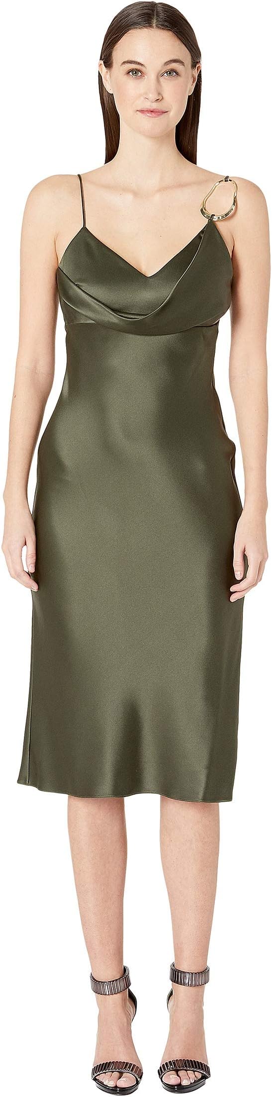 Sleeveless Pencil Dress with Front Cowl and Dripping