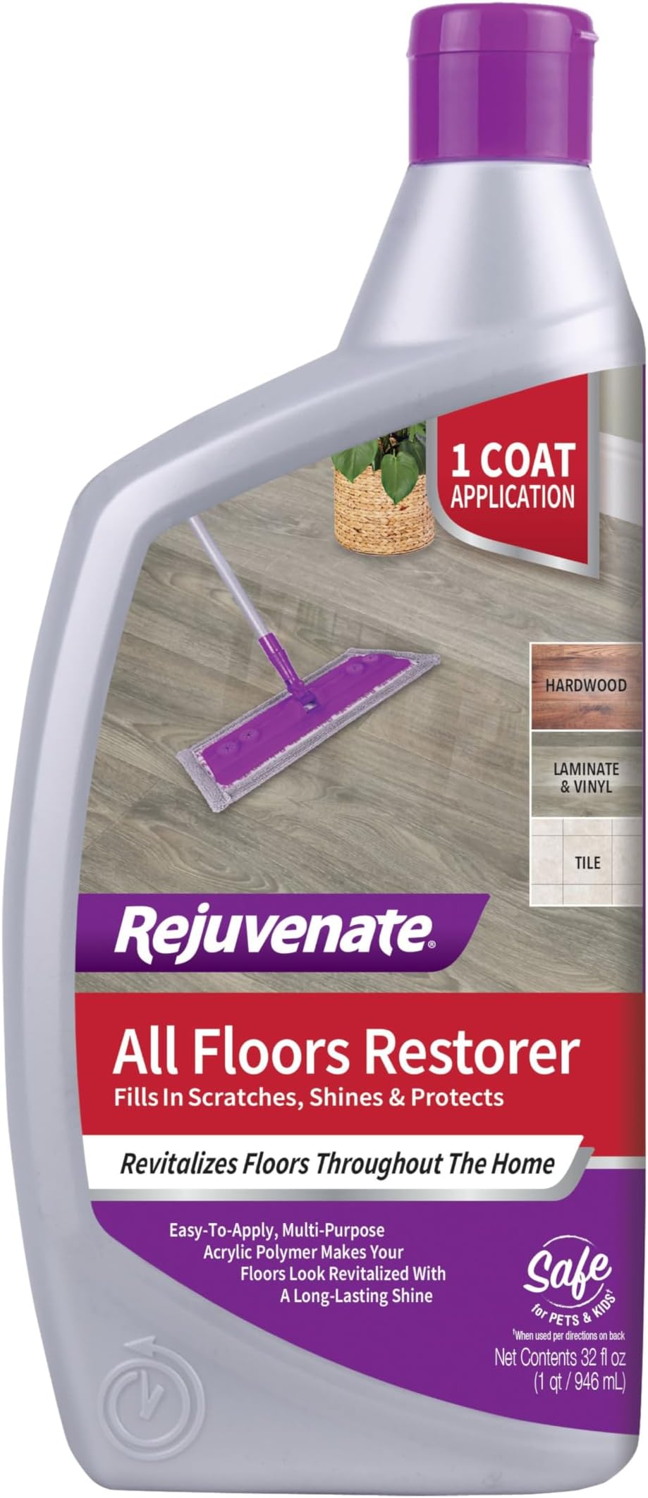 All Floors Restorer Fills Scratches, Shines And Protects All Floor Types, Including Hardwood, Laminate, Vinyl And Tile, 32 Ounces