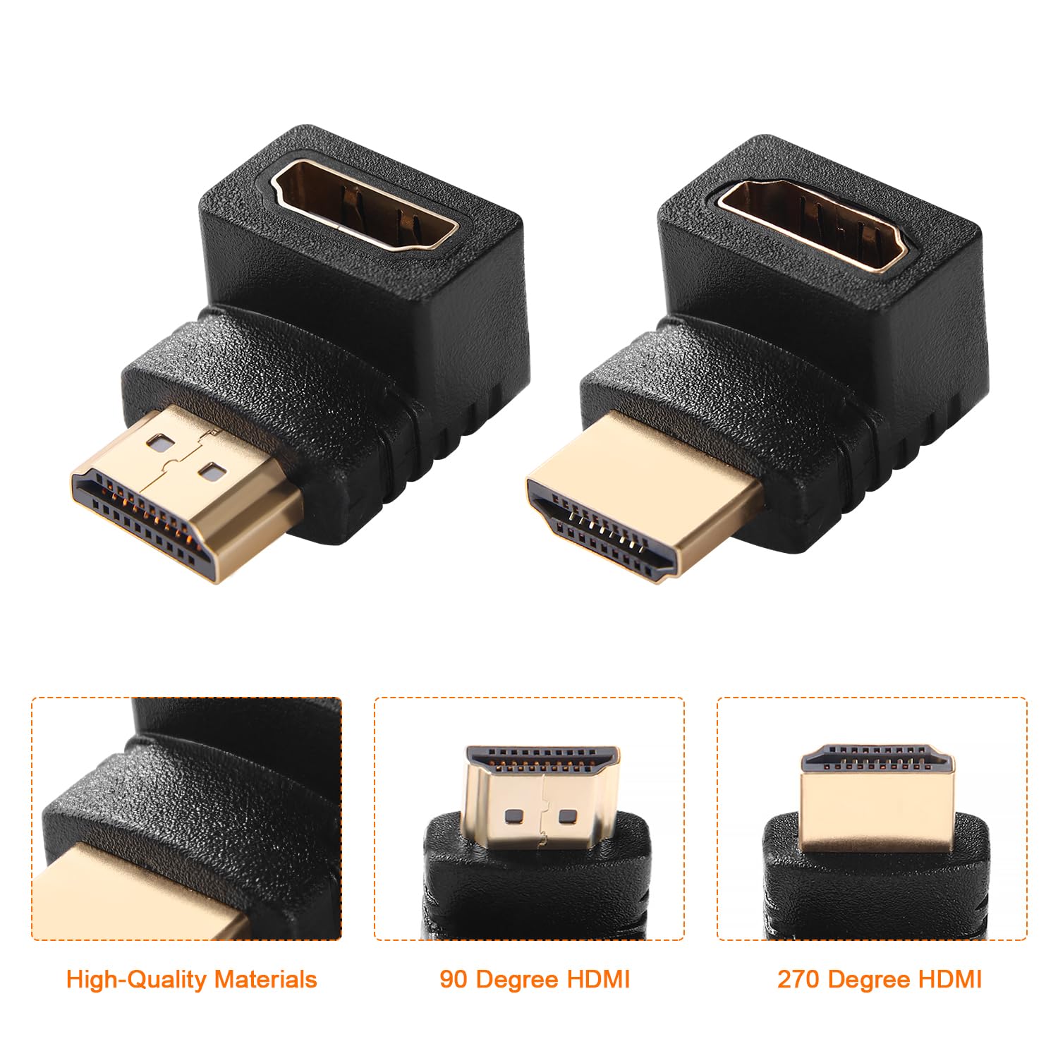 6 Pezzi Connettore HDMI 90 Gradi e 270 Gradi, Adattatore HDMI Angolo Maschio a Femmina 3D&4K, Connettore ad Angolo HDMI, Compatibile con per PS5, PS4, PS3, TV Stick