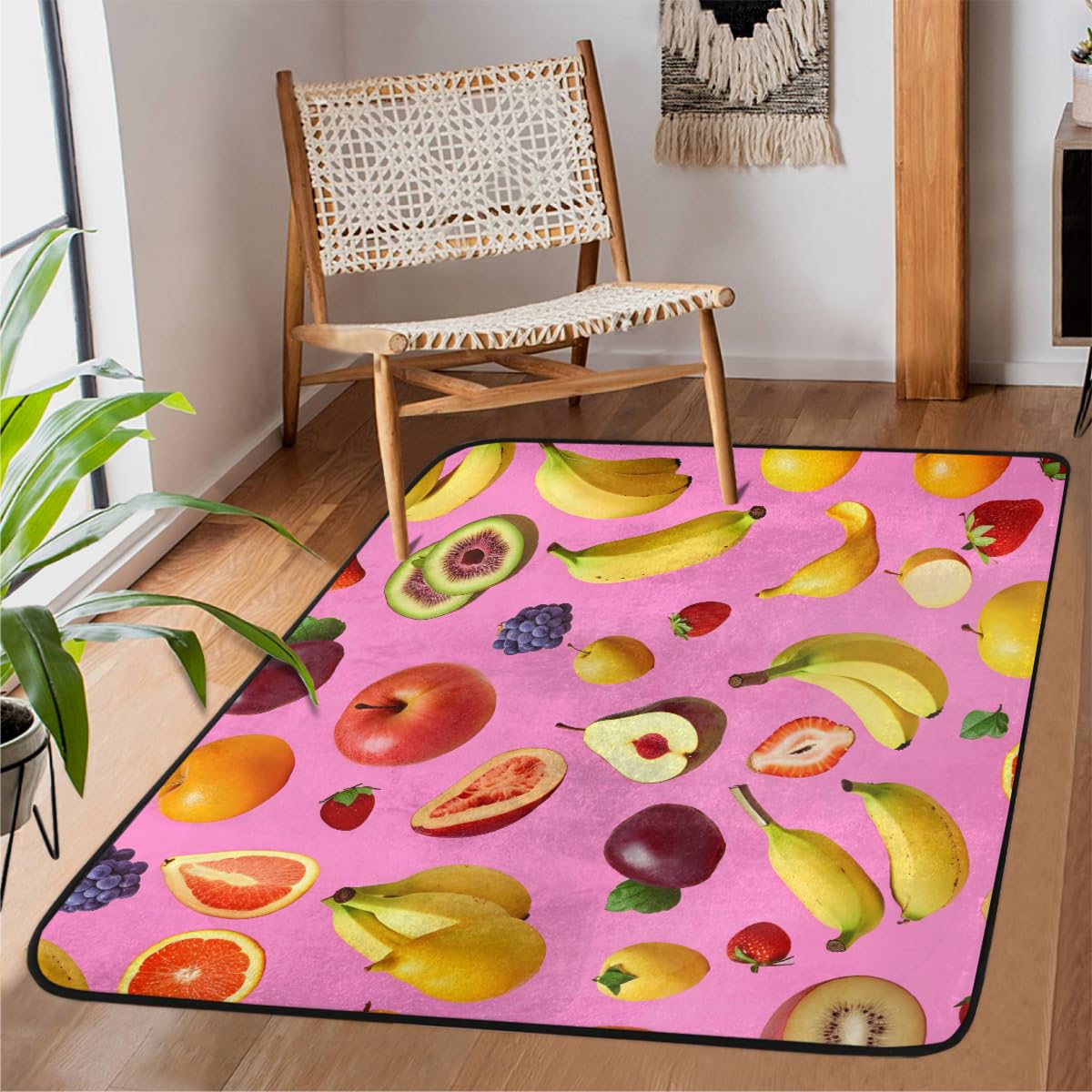 Grand tapis antidérapant chambre enfant lavable imprimé fruits
