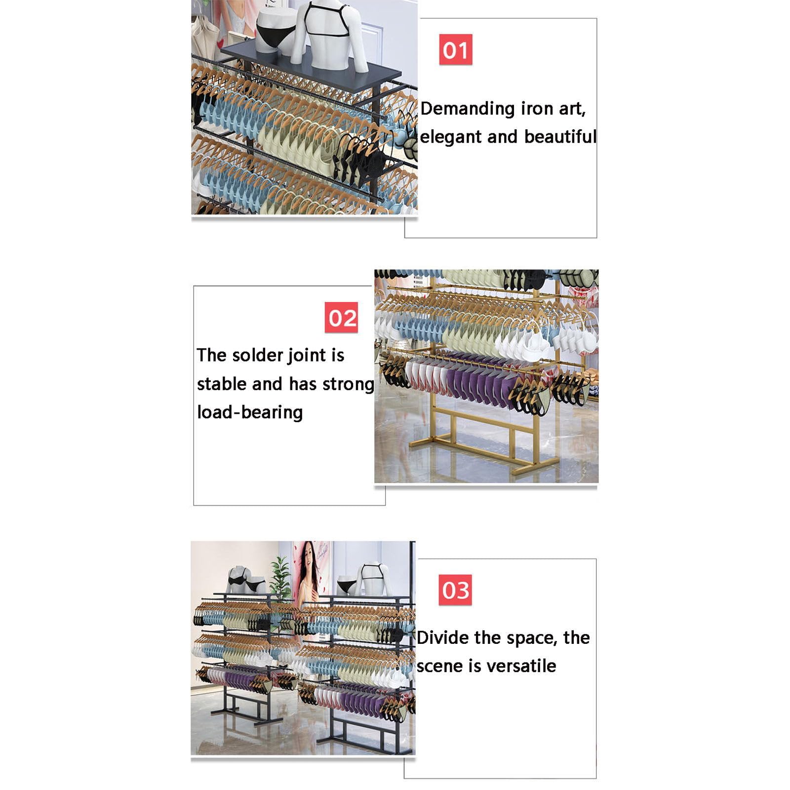 Hogar y Cocina, expositores de Ropa Interior de Doble Cara, Perchero metálico de pie, Perchero para Tiendas minoristas, Perchero para Bolsos, Faldas, calce